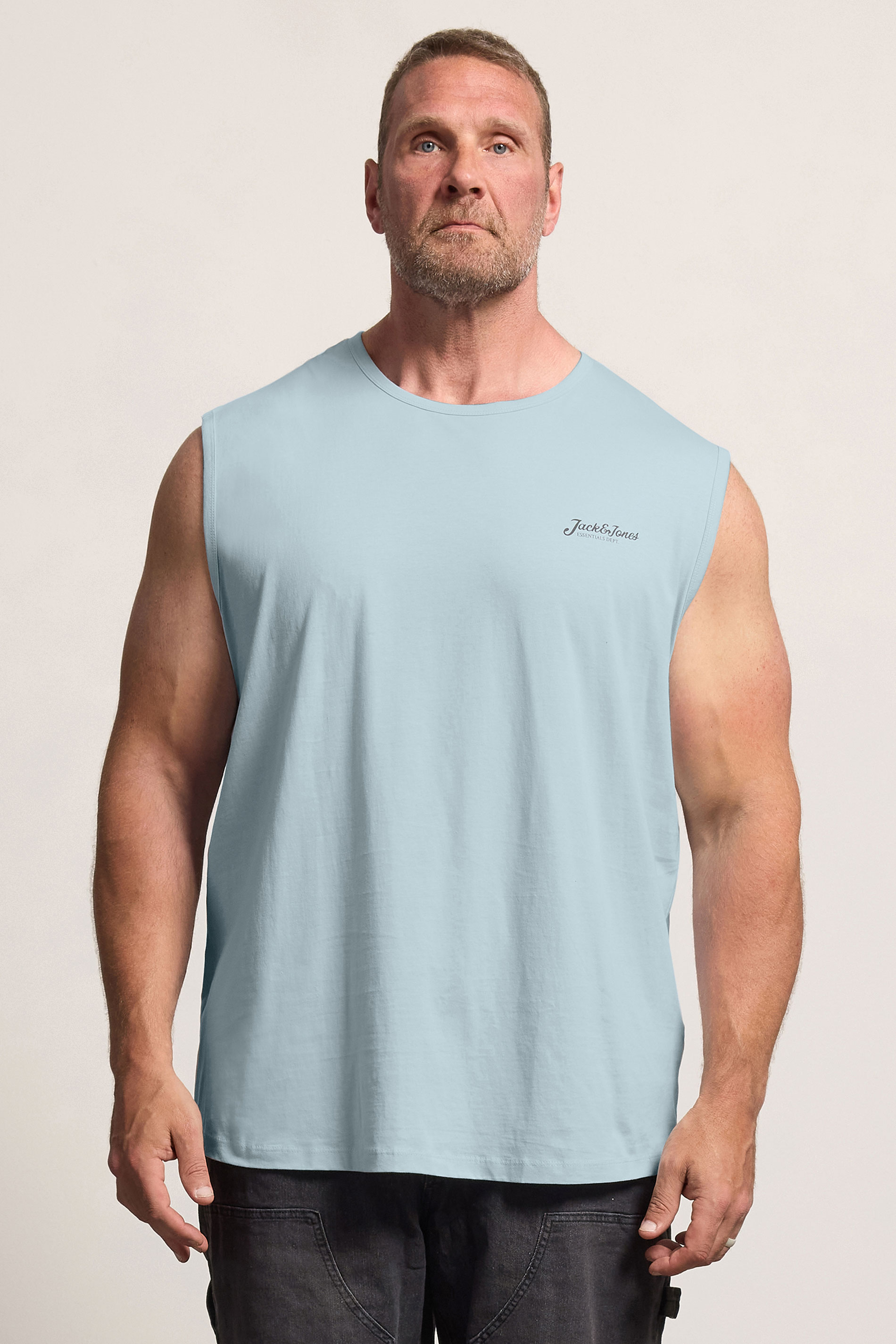 JACK & JONES 3 PACK Big & Tall White, Black, and Light Blue Tanktops | BadRhino 2