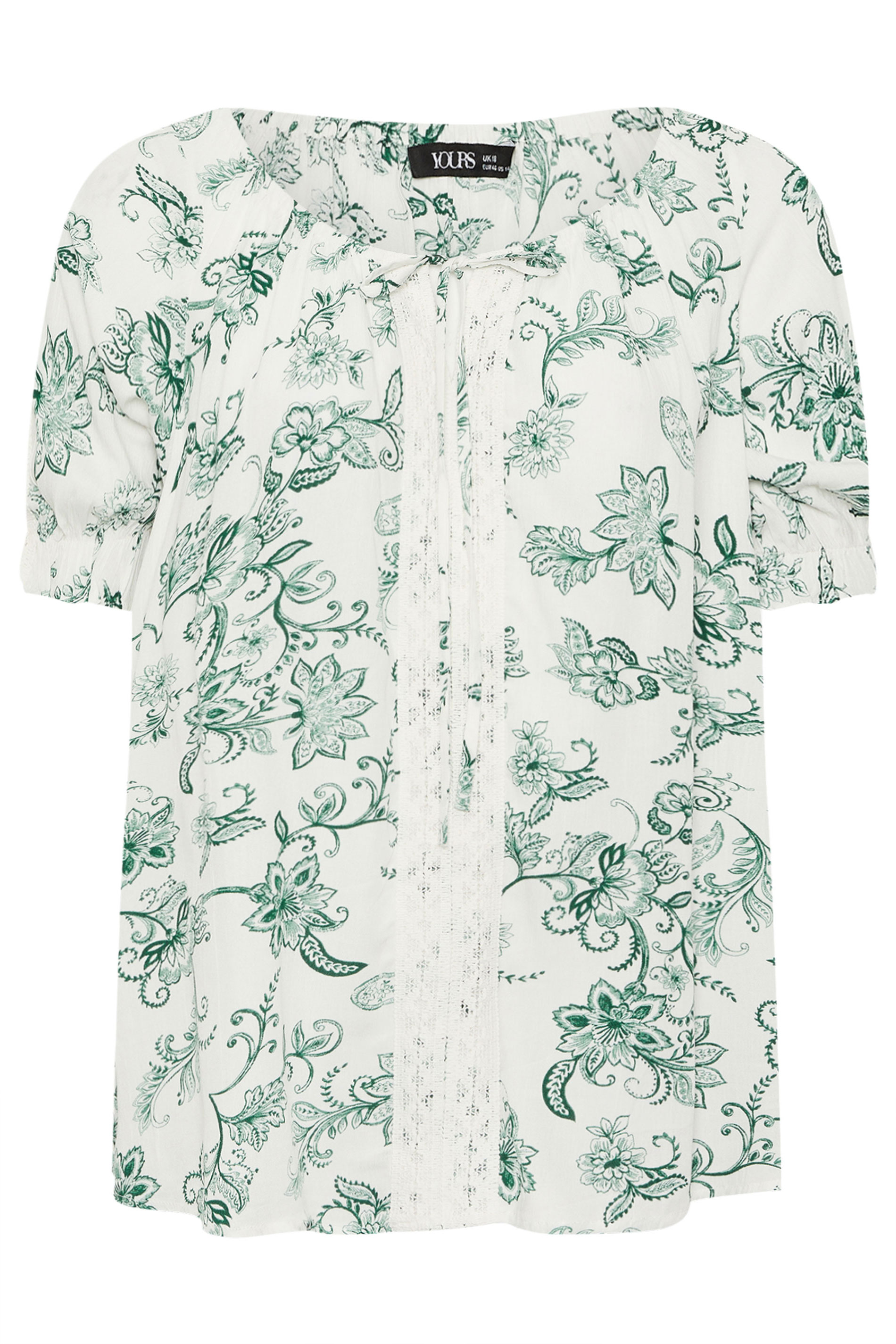 YOURS Plus Size Green Floral Crochet Top | Yours Clothing 5
