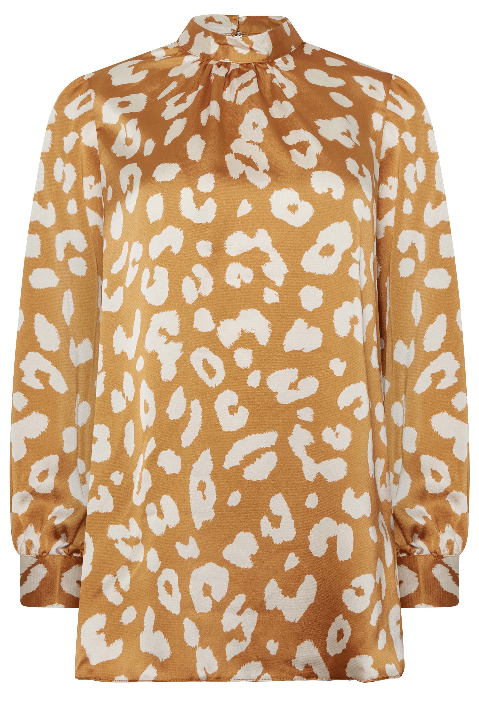 M&Co Orange Leopard Print High Neck Satin Blouse | M&Co 6
