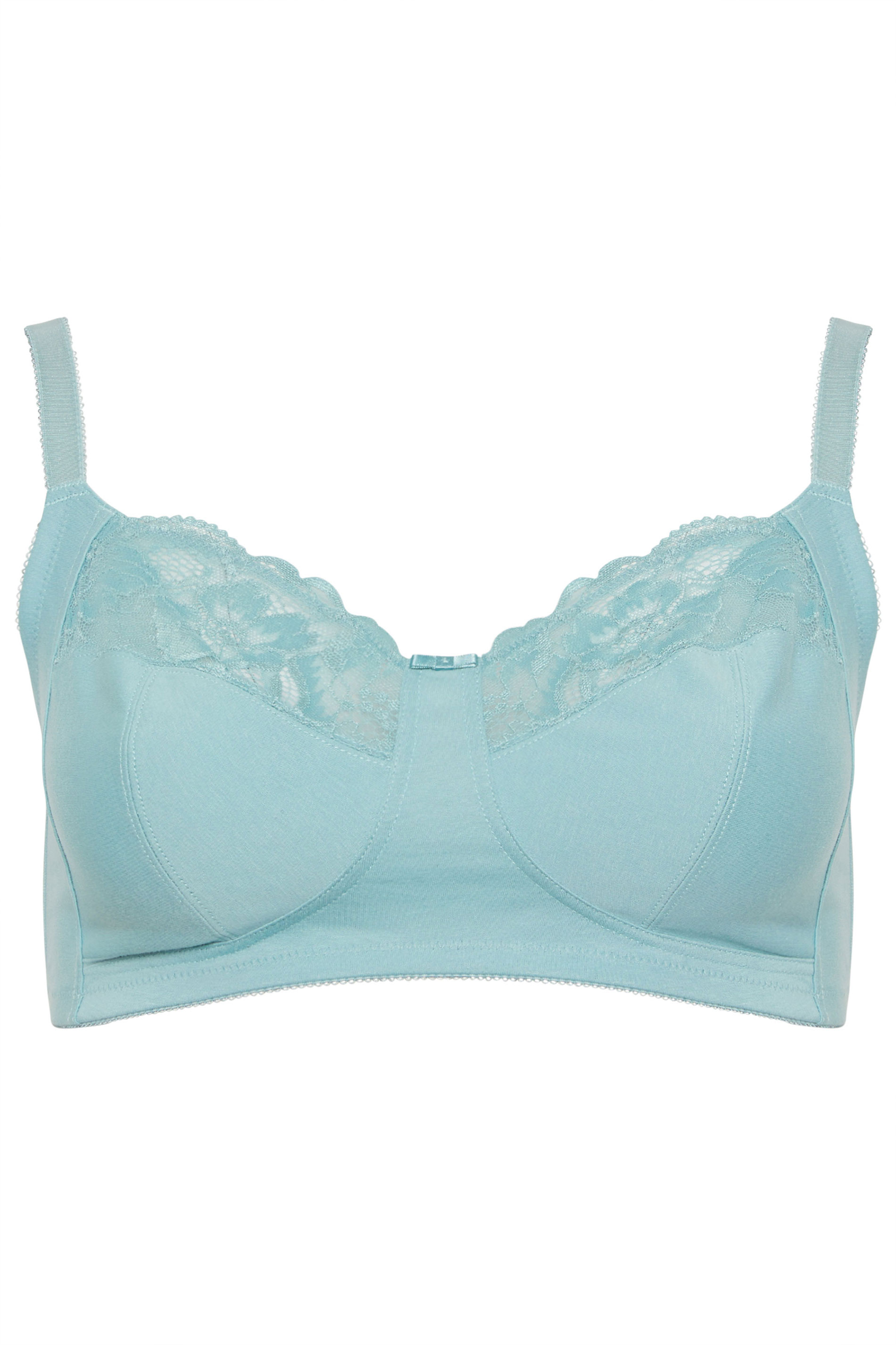 YOURSET 2 PACK Plus Size Blue Cotton Lace Trim Non-Padded Non-Wired Bralette | Yours Clothing 8