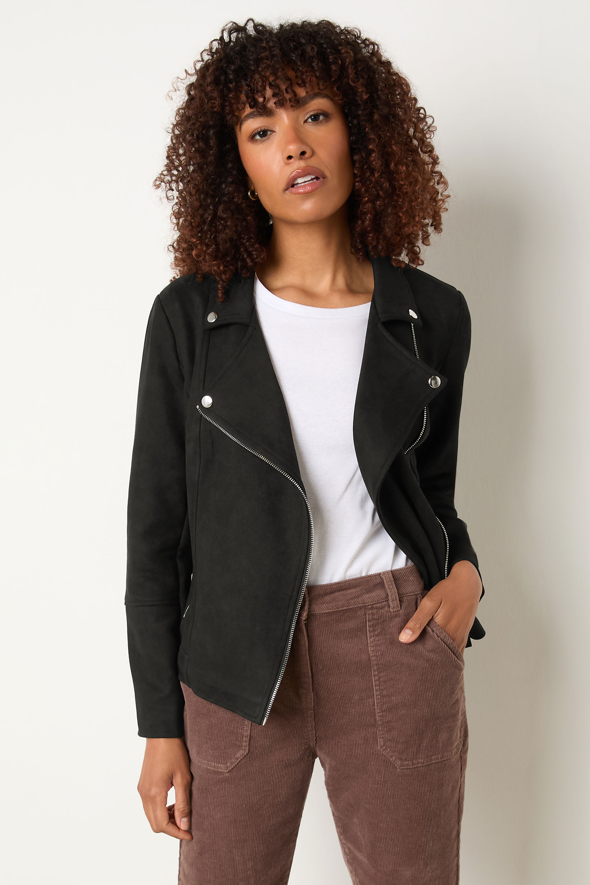 M&Co Black Faux Suede Biker Jacket | BadRhino 3