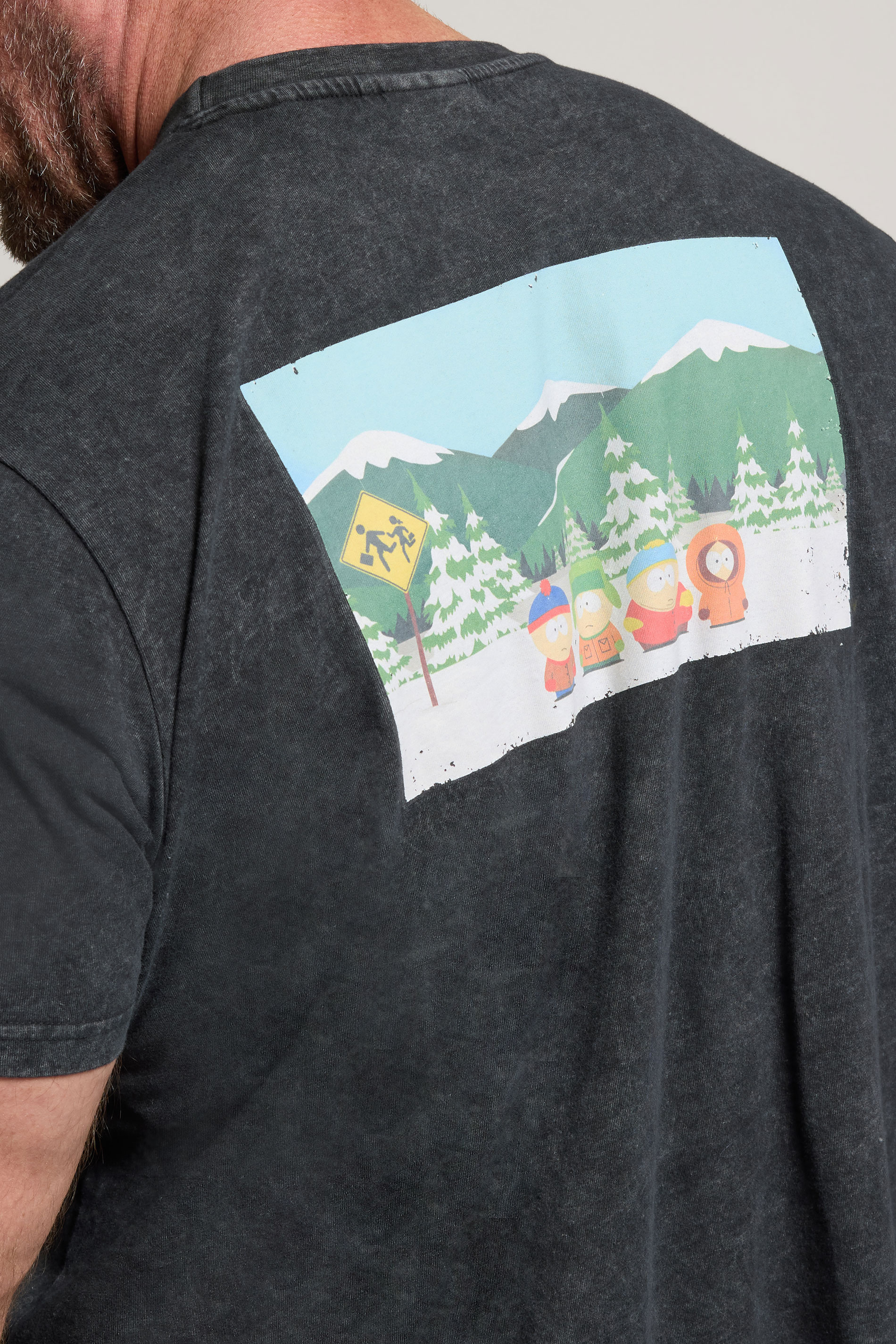BadRhino Big & Tall Black Acid Wash Printed 'South Park' T-Shirt | BadRhino 4