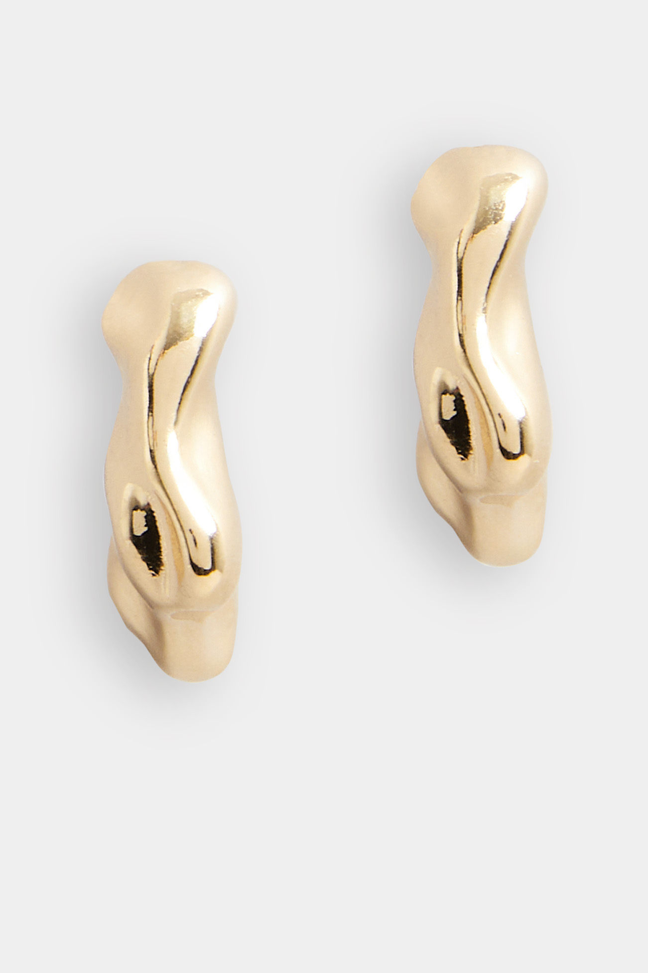 Gold Tone Molten Style Hoop Earrings 3