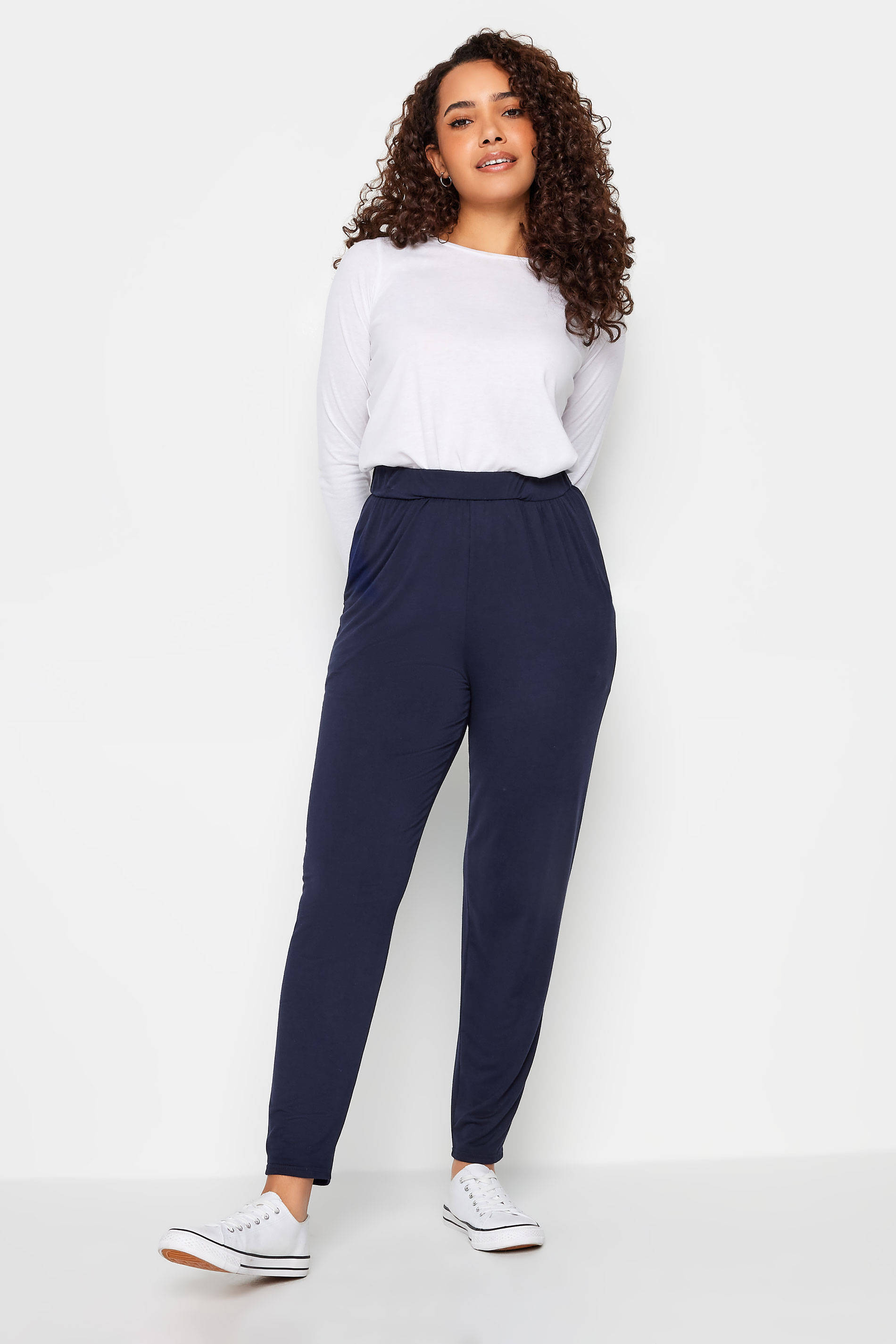 M&Co Navy Blue Hareem Jersey Trousers | M&Co 2