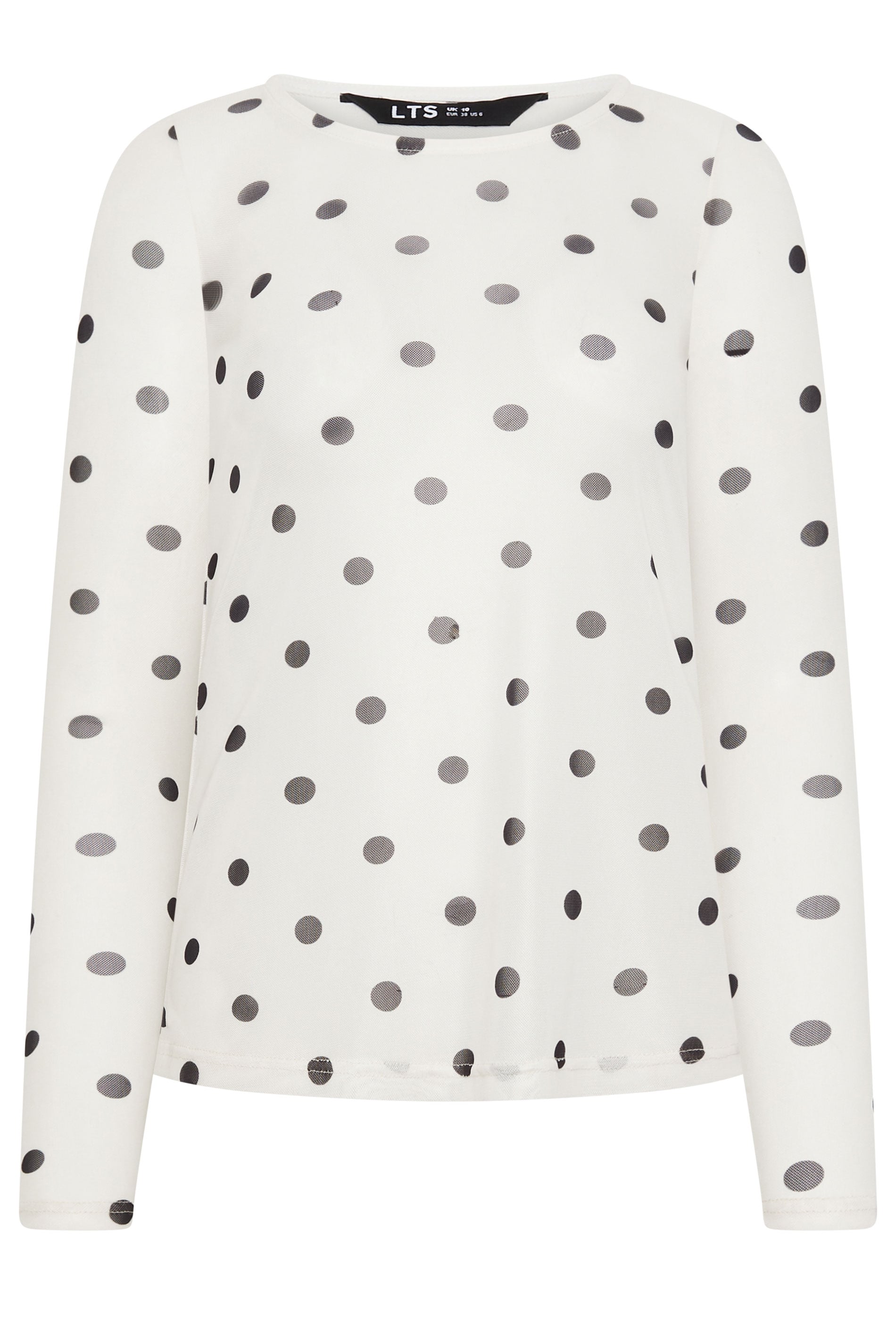 LTS Tall Women's White Polka Dot Mesh Top | Long Tall Sally 6