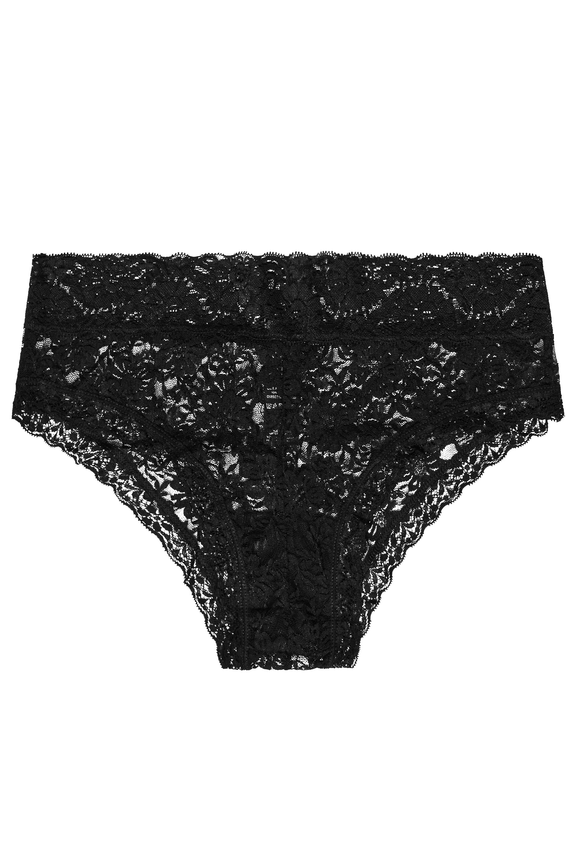 YOURS 3 PACK Curve Black Lace Brazilian Briefs | Yours Clothing  6