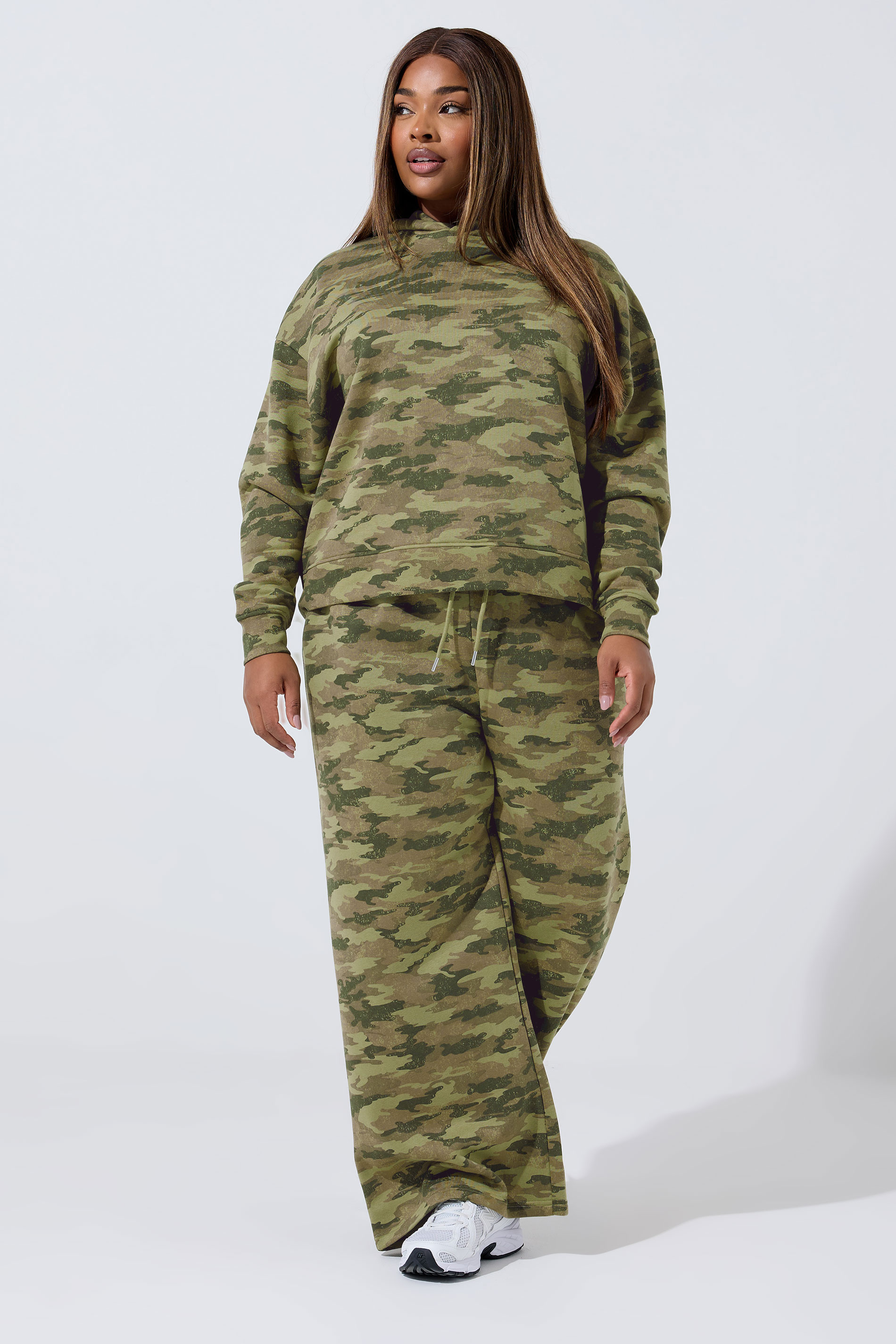 LIMITED COLLECTION Plus Size Khaki Green Print Hoodie | Yours Clothing 1