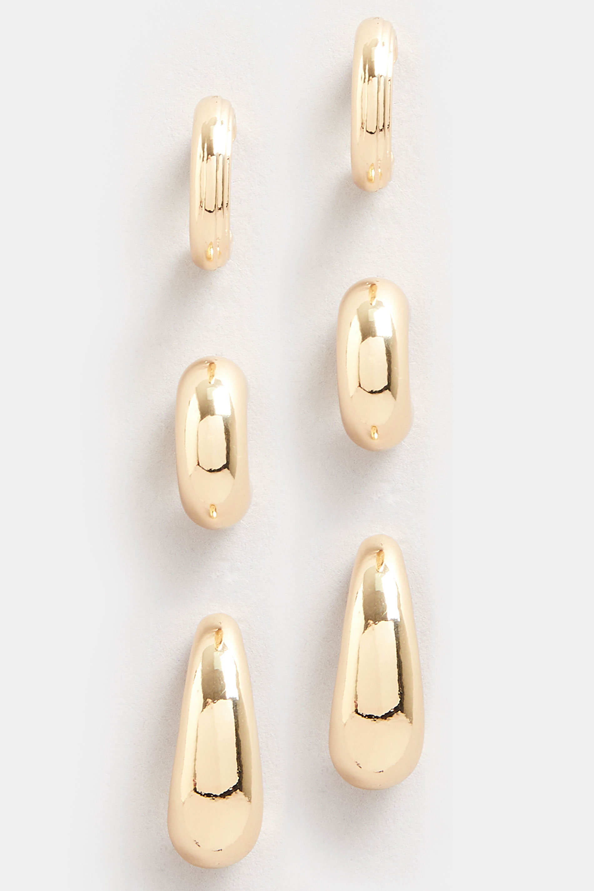 YOURSET 3 PACK Gold Tone Teardrop Earring Set | Yours Clothing 3