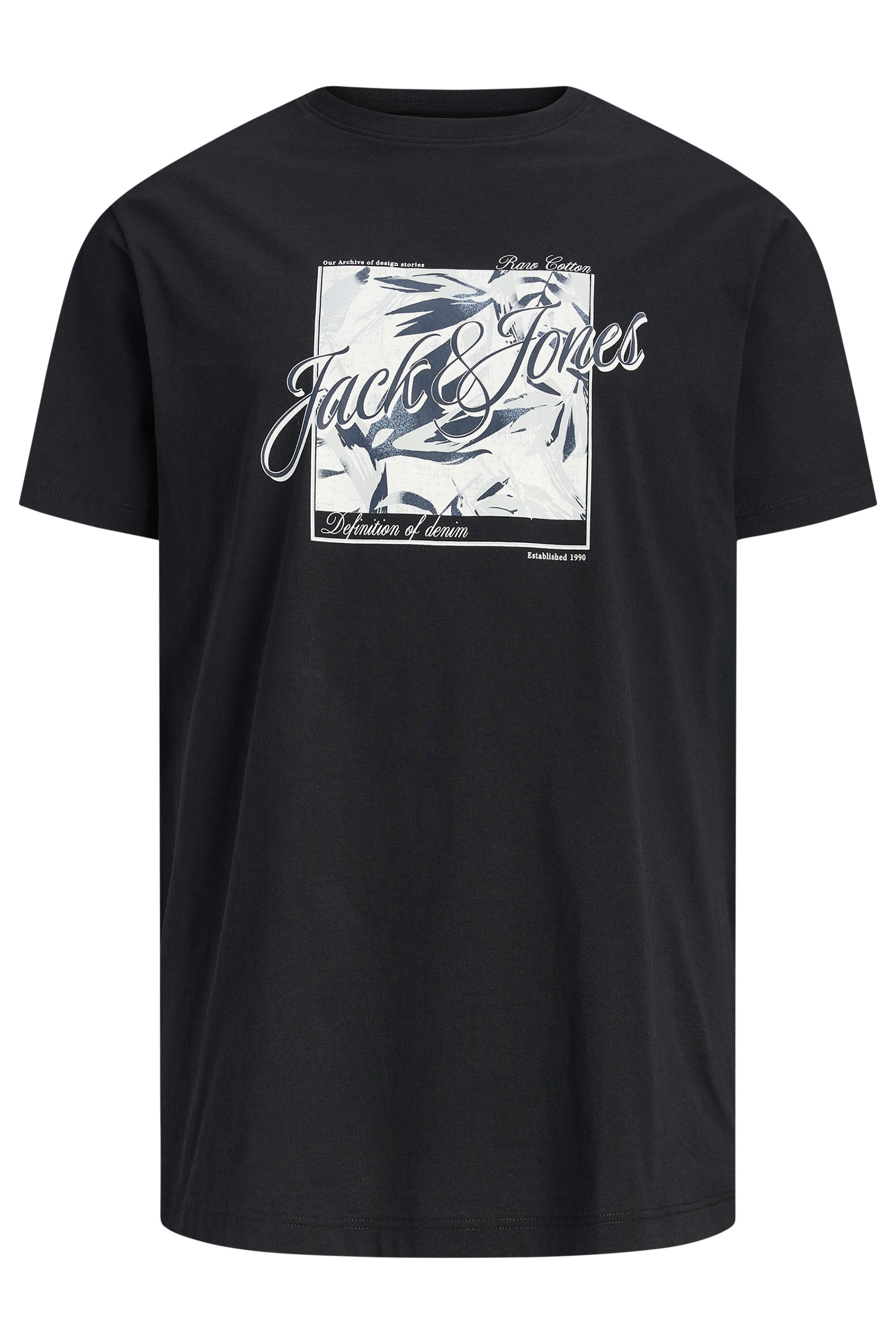 JACK & JONES Big & Tall Black Shape Print T-Shirt | BadRhino 2