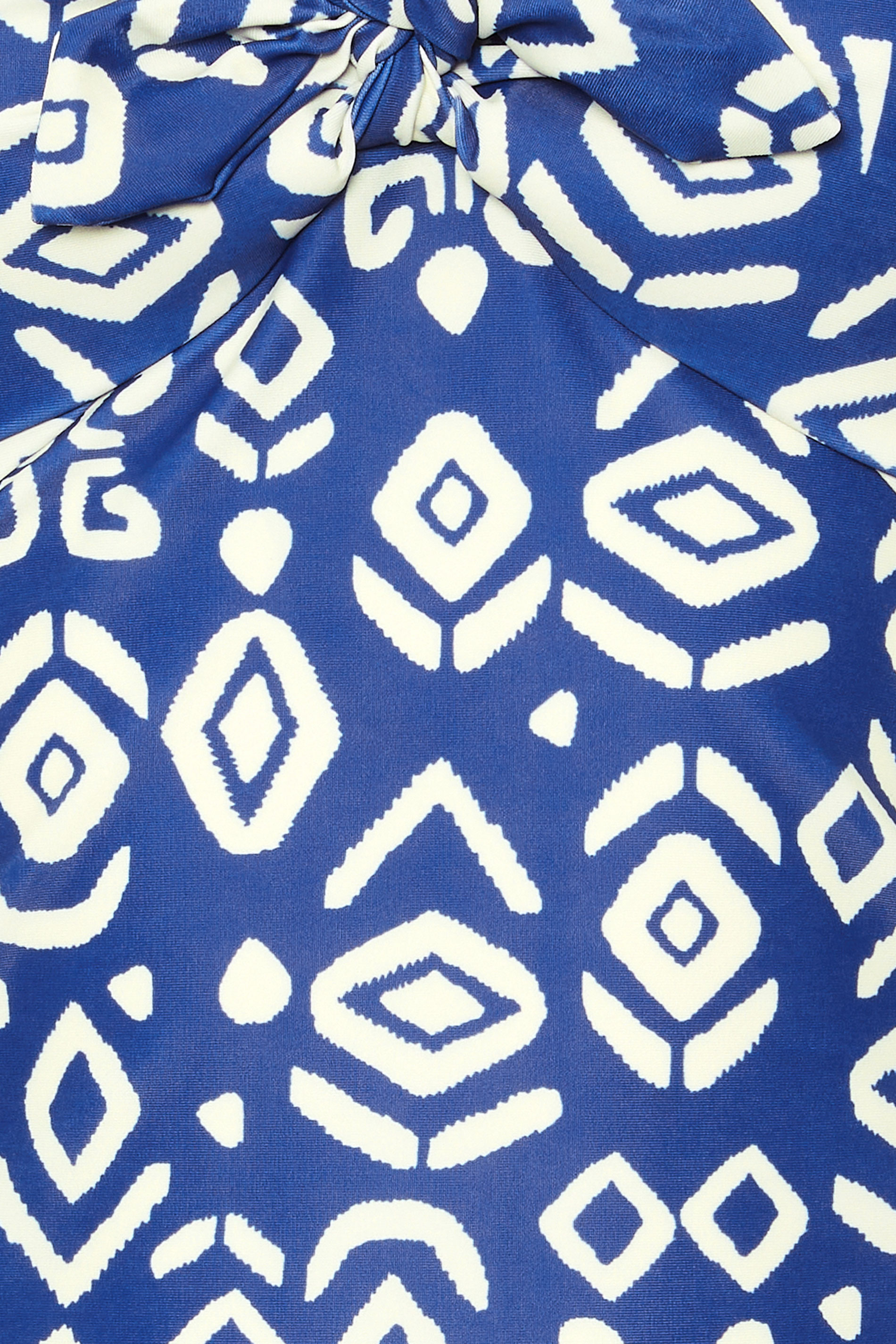 M&Co Cobalt Blue Ikat Print Halter Neck Tankini Top | M&Co 6