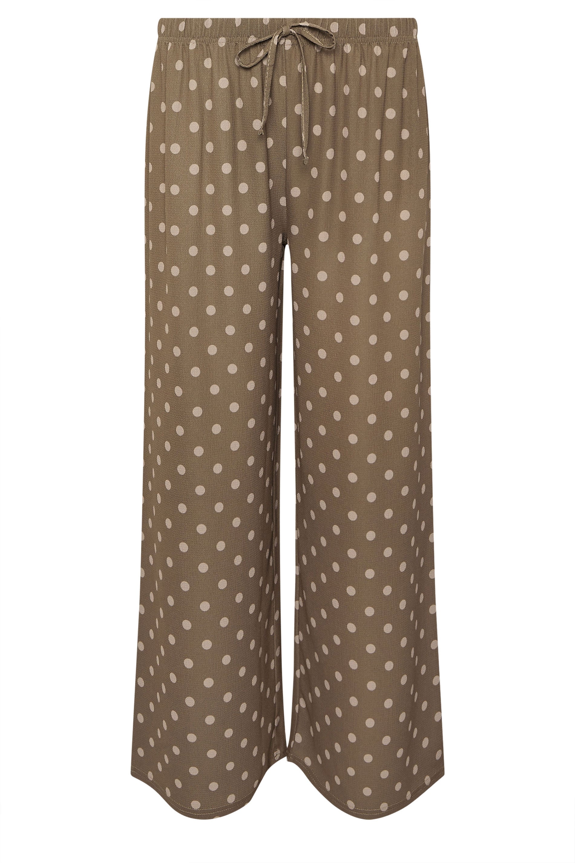 PixieGirl Petite Women's Brown Polka Dot Crepe Wide Leg Trousers | PixieGirl 5