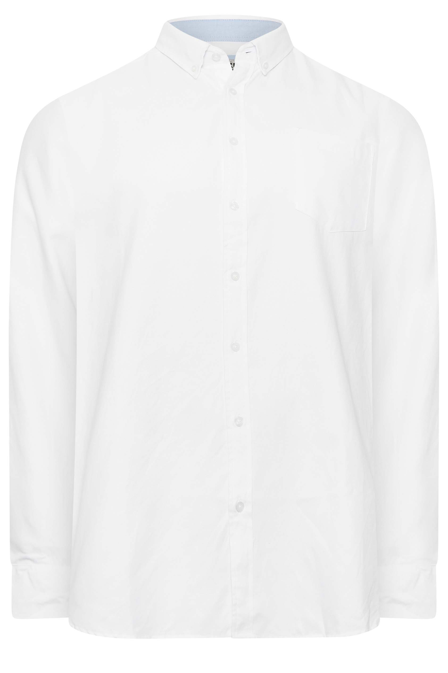 D555 Big & Tall White Long Sleeve Oxford Shirt | BadRhino 2