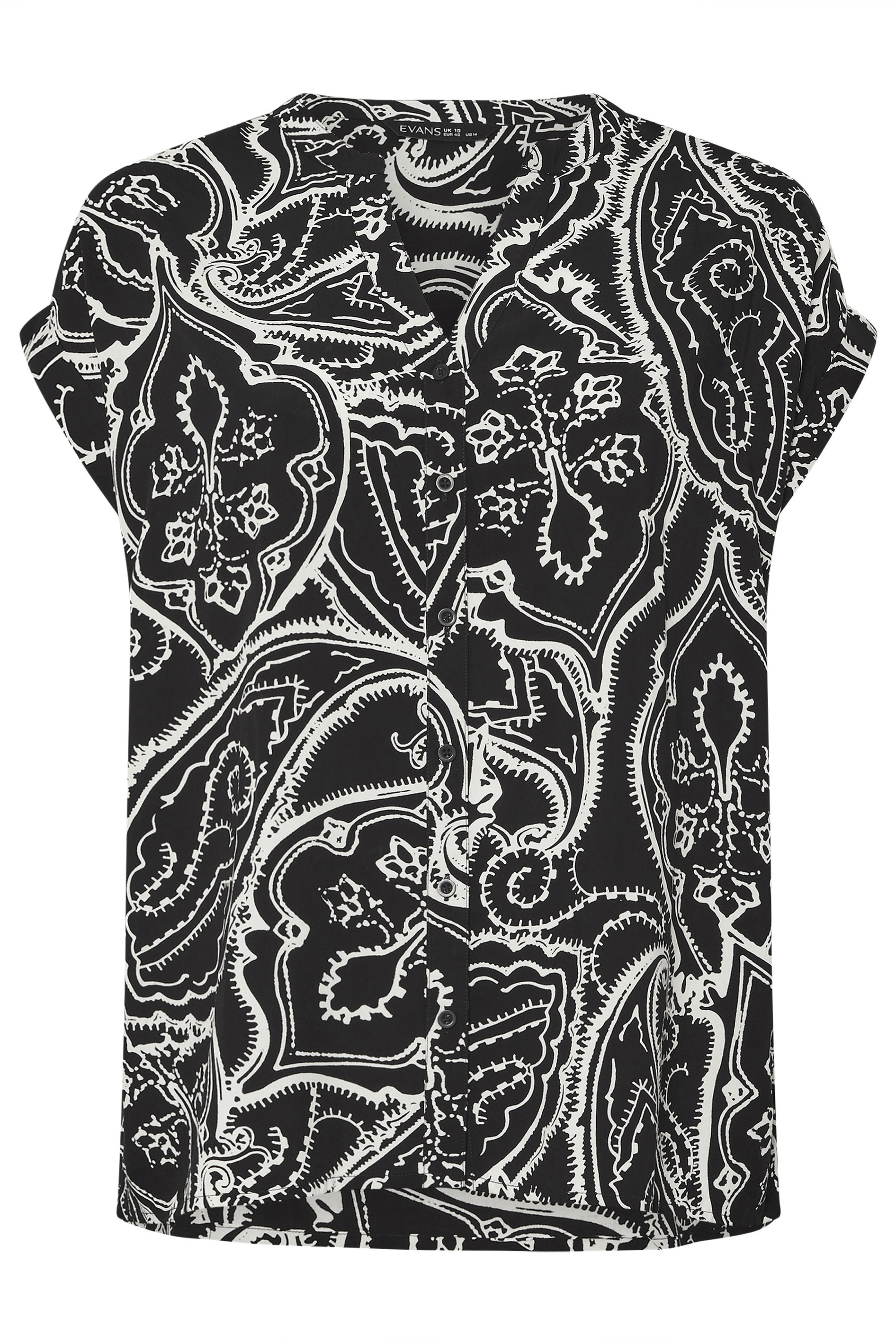 EVANS Plus Size Black Paisley Print Modal Shirt | Evans 7