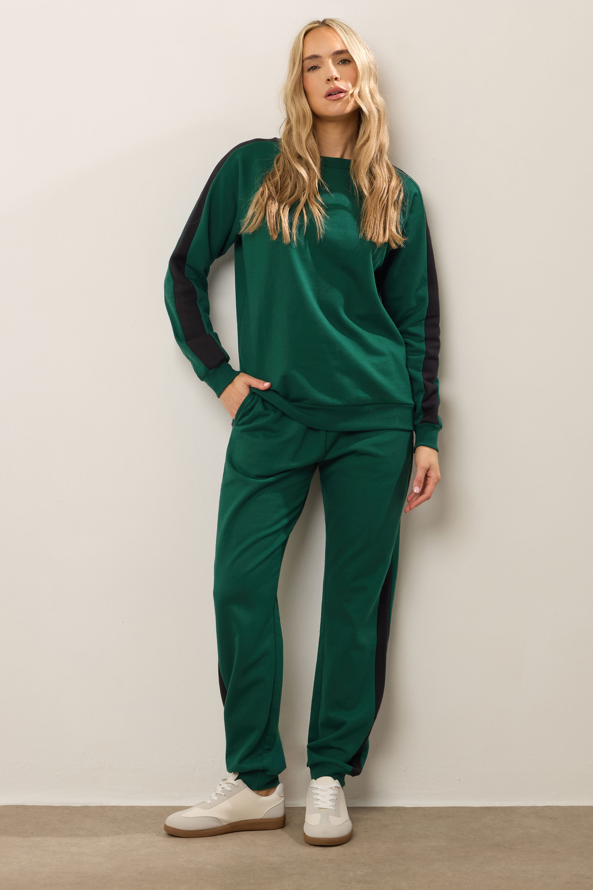LTS Tall Green Colour Block Cuffed Joggers | Long Tall Sally 3