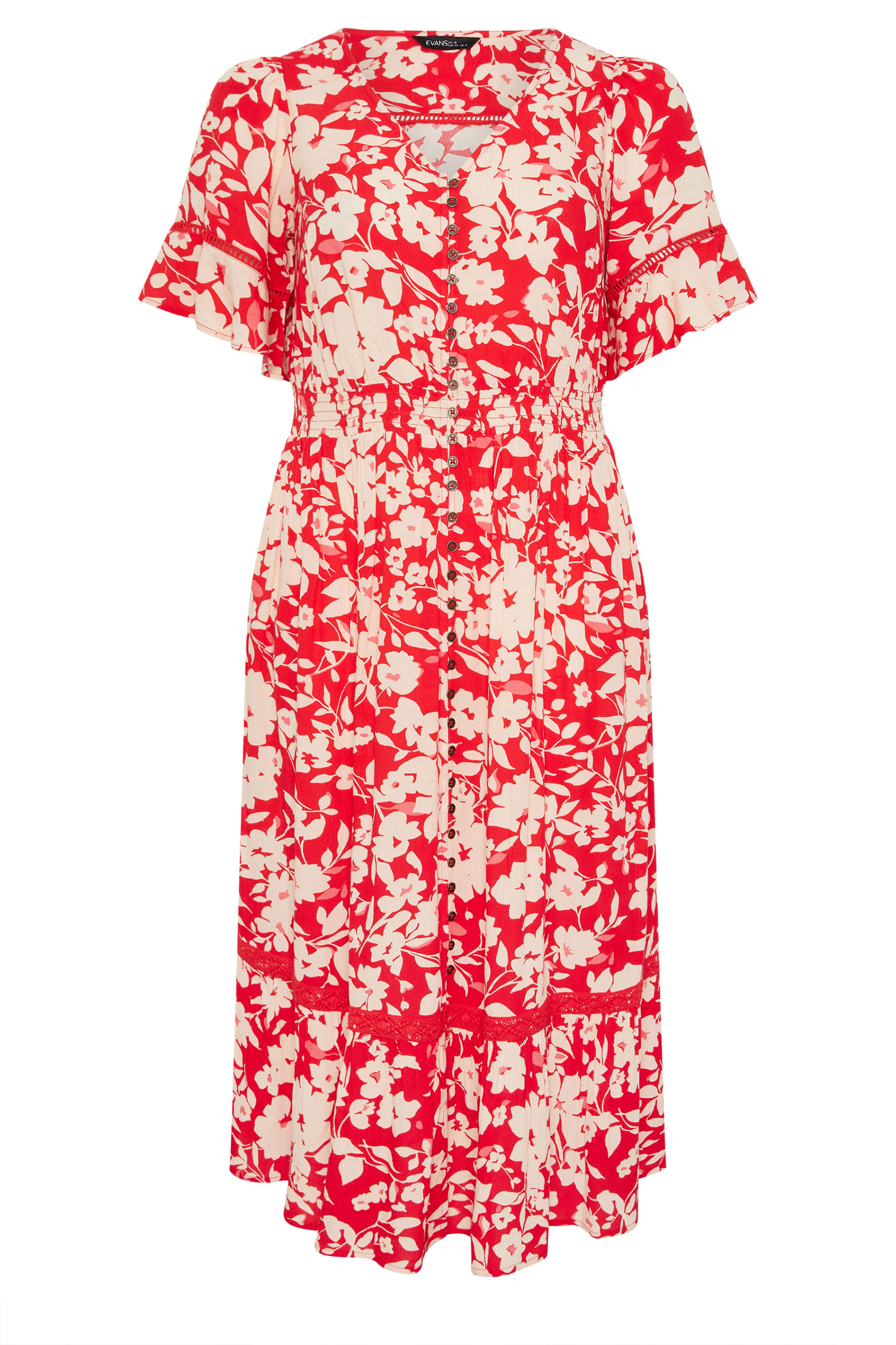 EVANS Plus Size Red Floral Button Front Maxi Dress| Evans  6