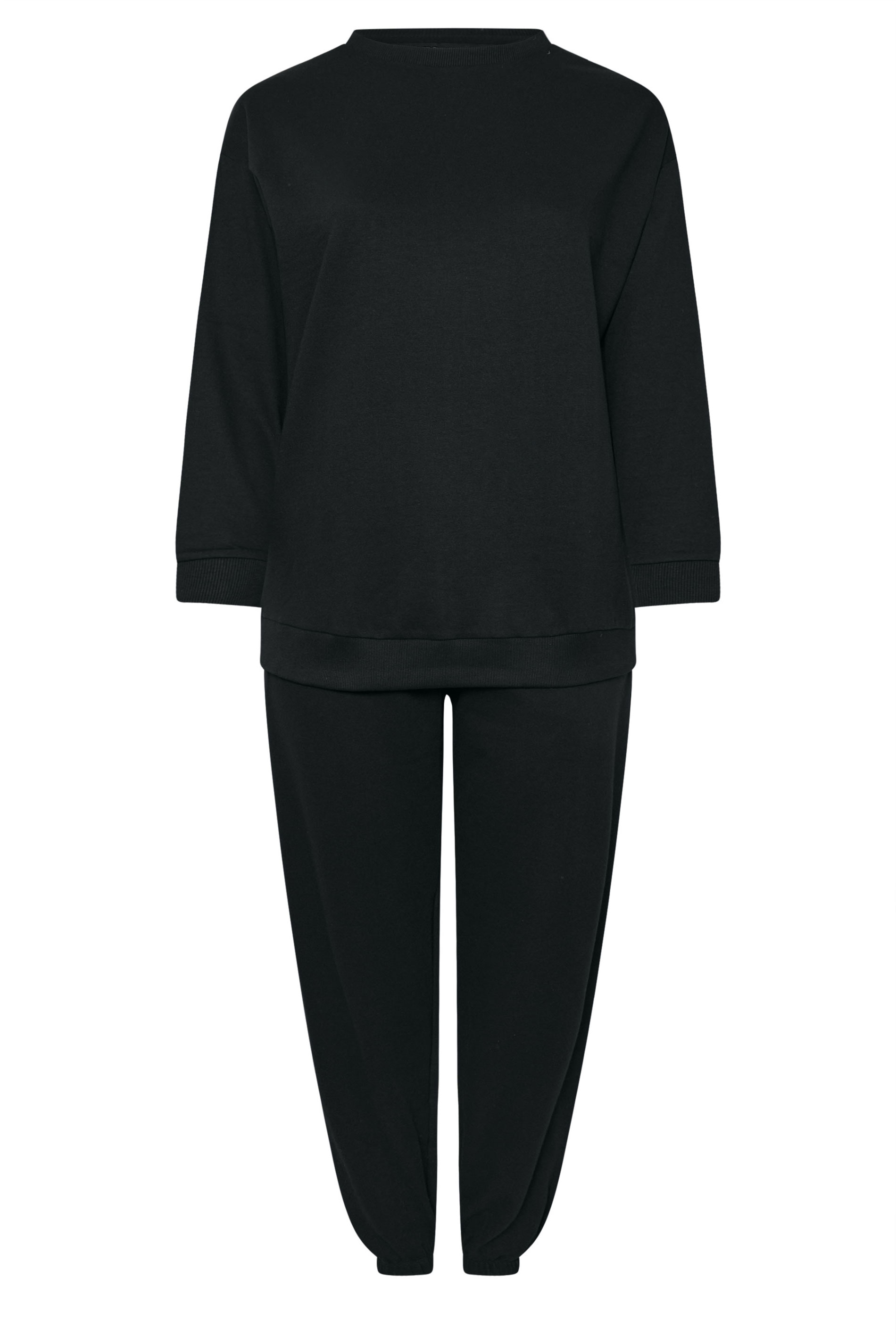 YOURS Plus Size Black Jogger Set | Yours Clothing 5