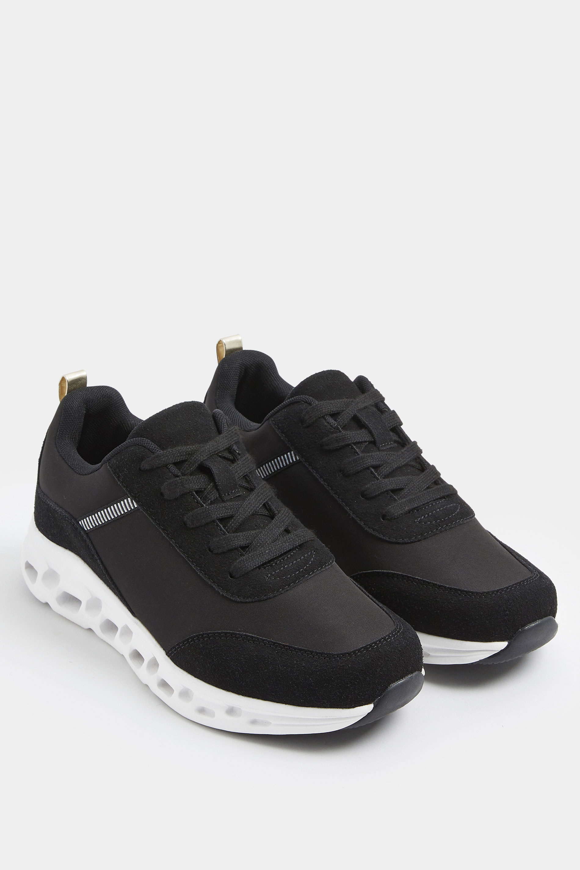 Black Contrast Chunky Runner Trainers In Extra Wide EEE Fit | Yours Clothing 1