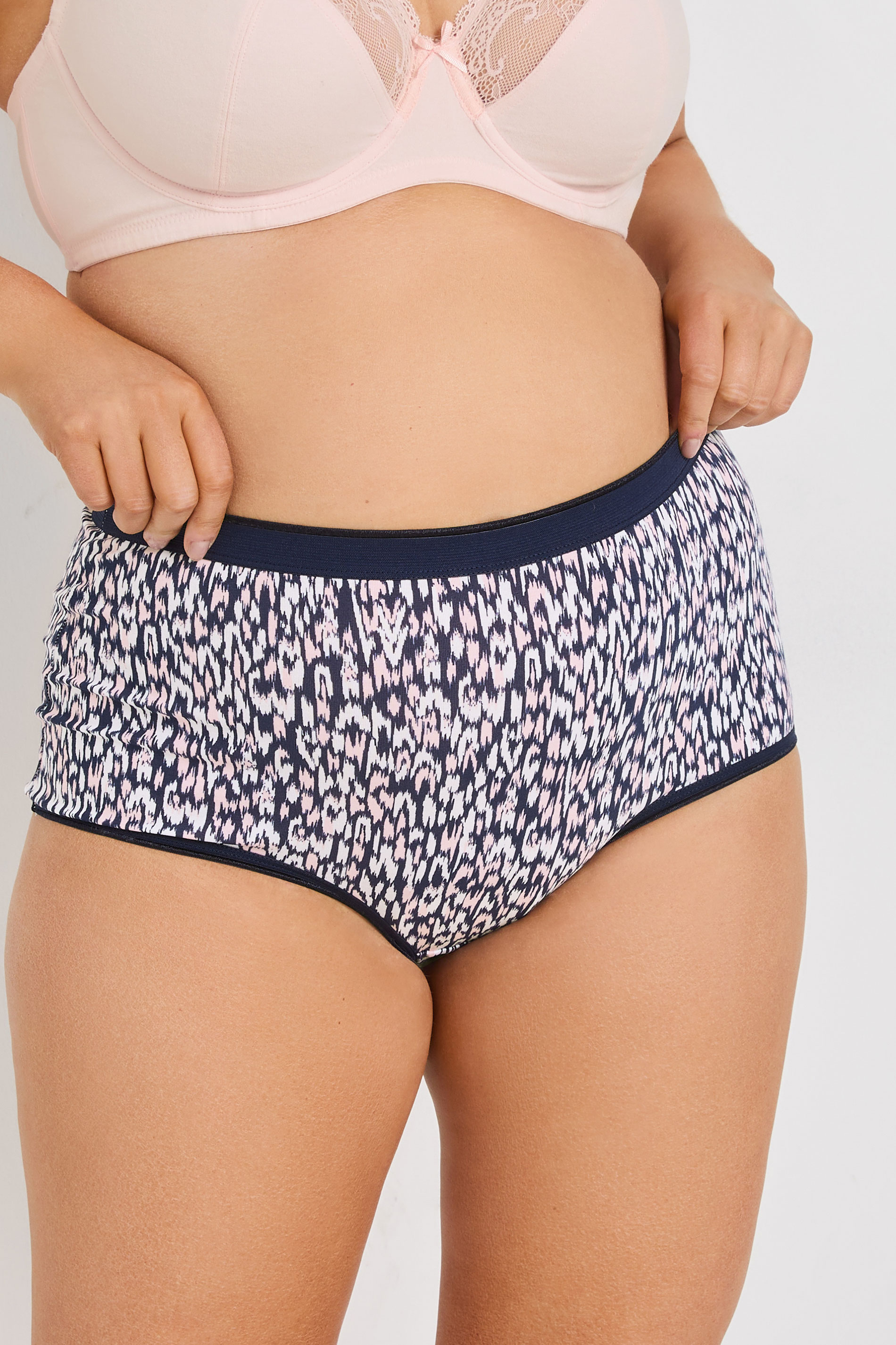 YOURSET 5 PACK Plus Size Navy Blue Leopard Print Full Briefs | Yours Clothing 2