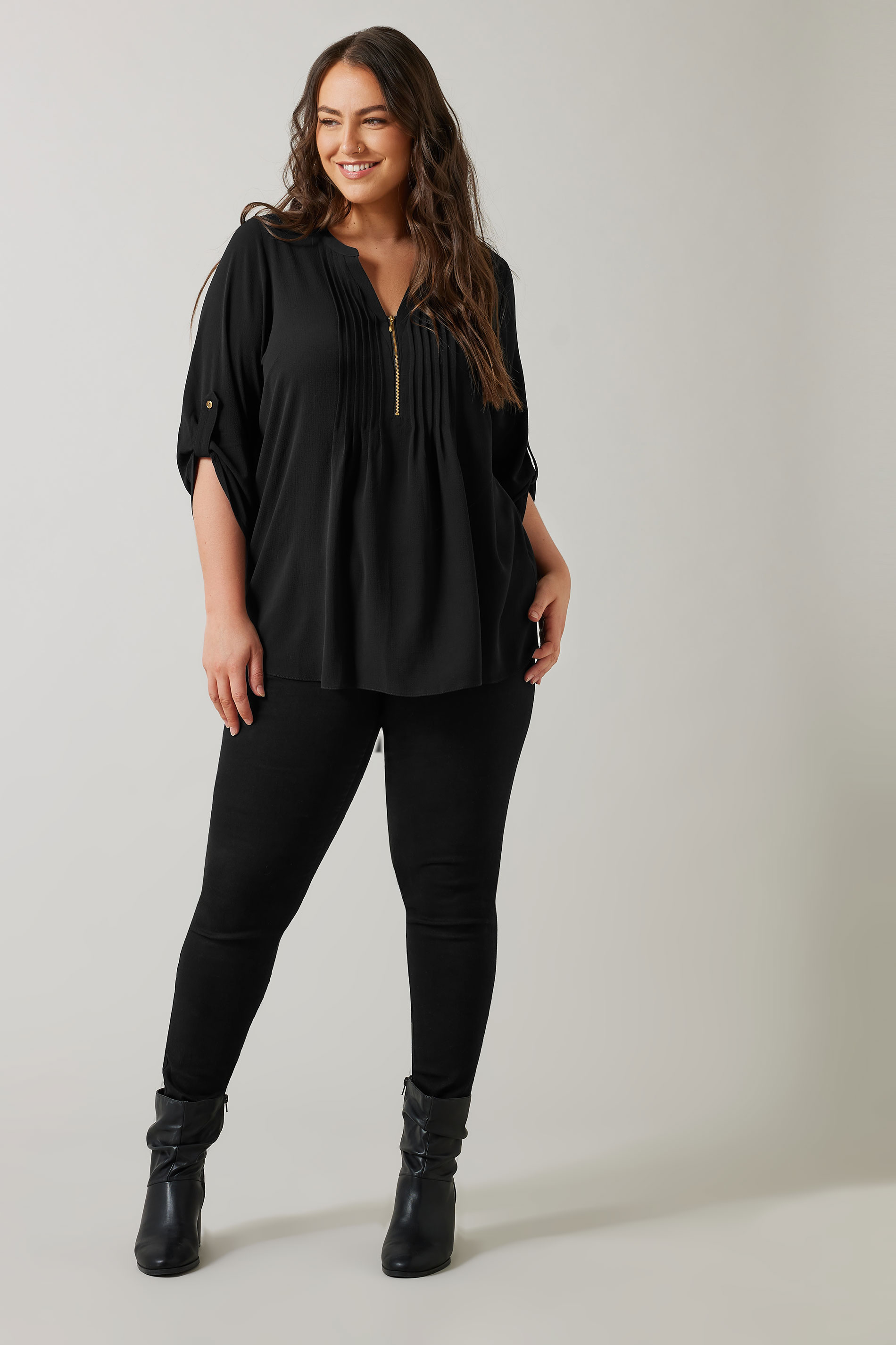 EVANS Plus Size Black Pintuck Blouse | Evans  1