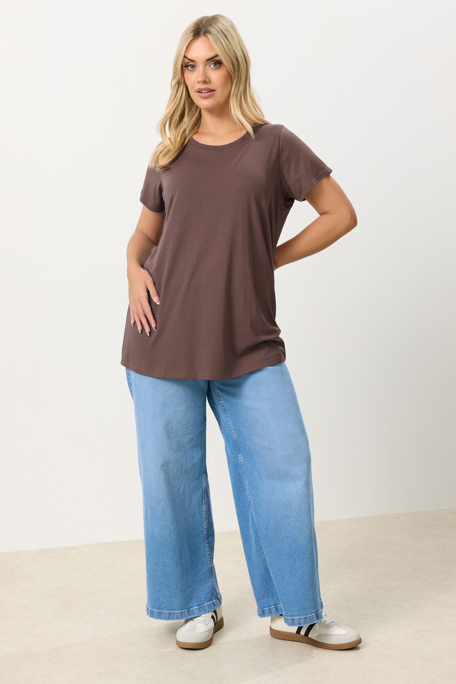 YOURS Plus Size Chocolate Brown Core T-Shirt | Yours Clothing 1