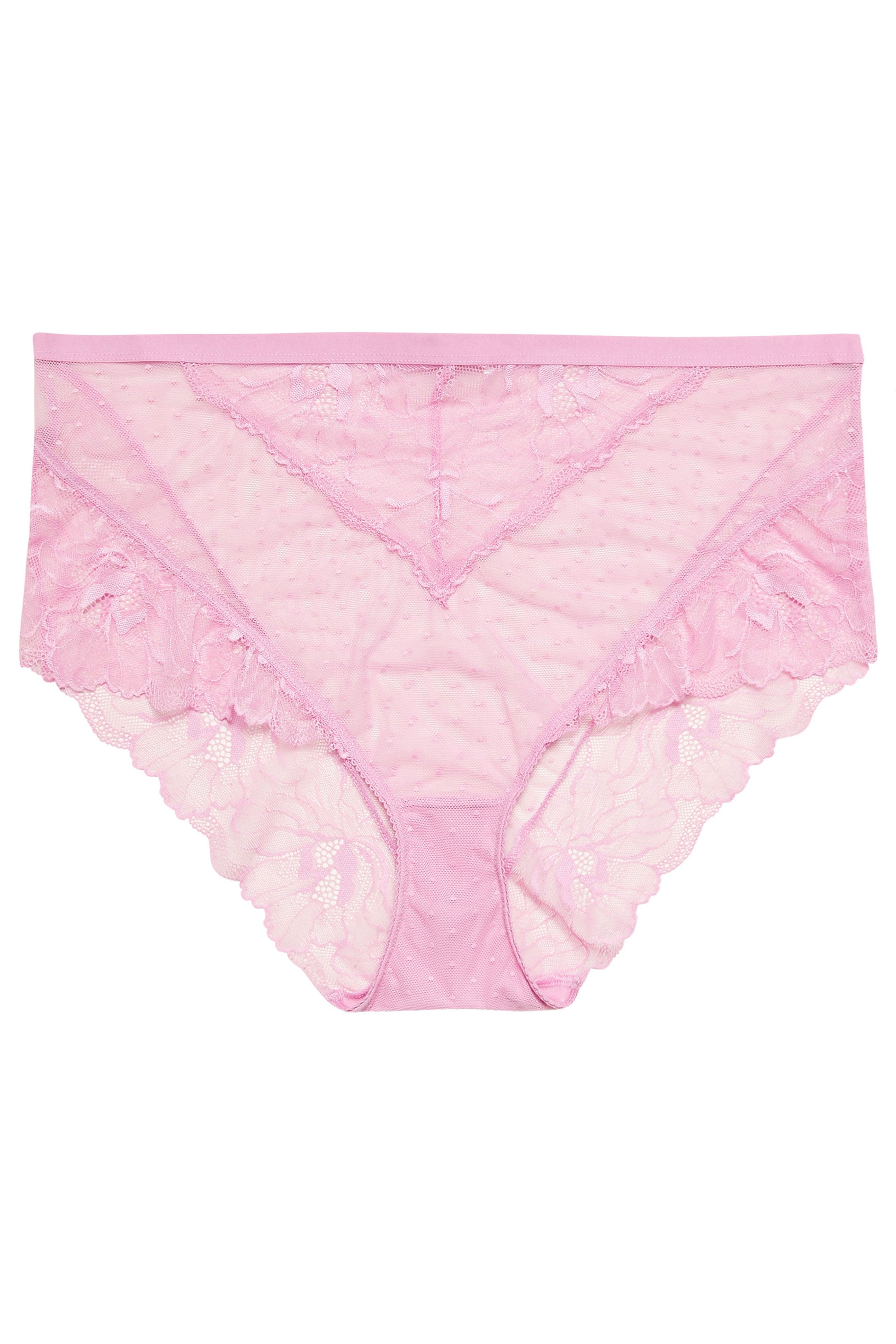 YOURS Plus Size Pink Floral Lace Brazilian Briefs | Yours Clothing 5