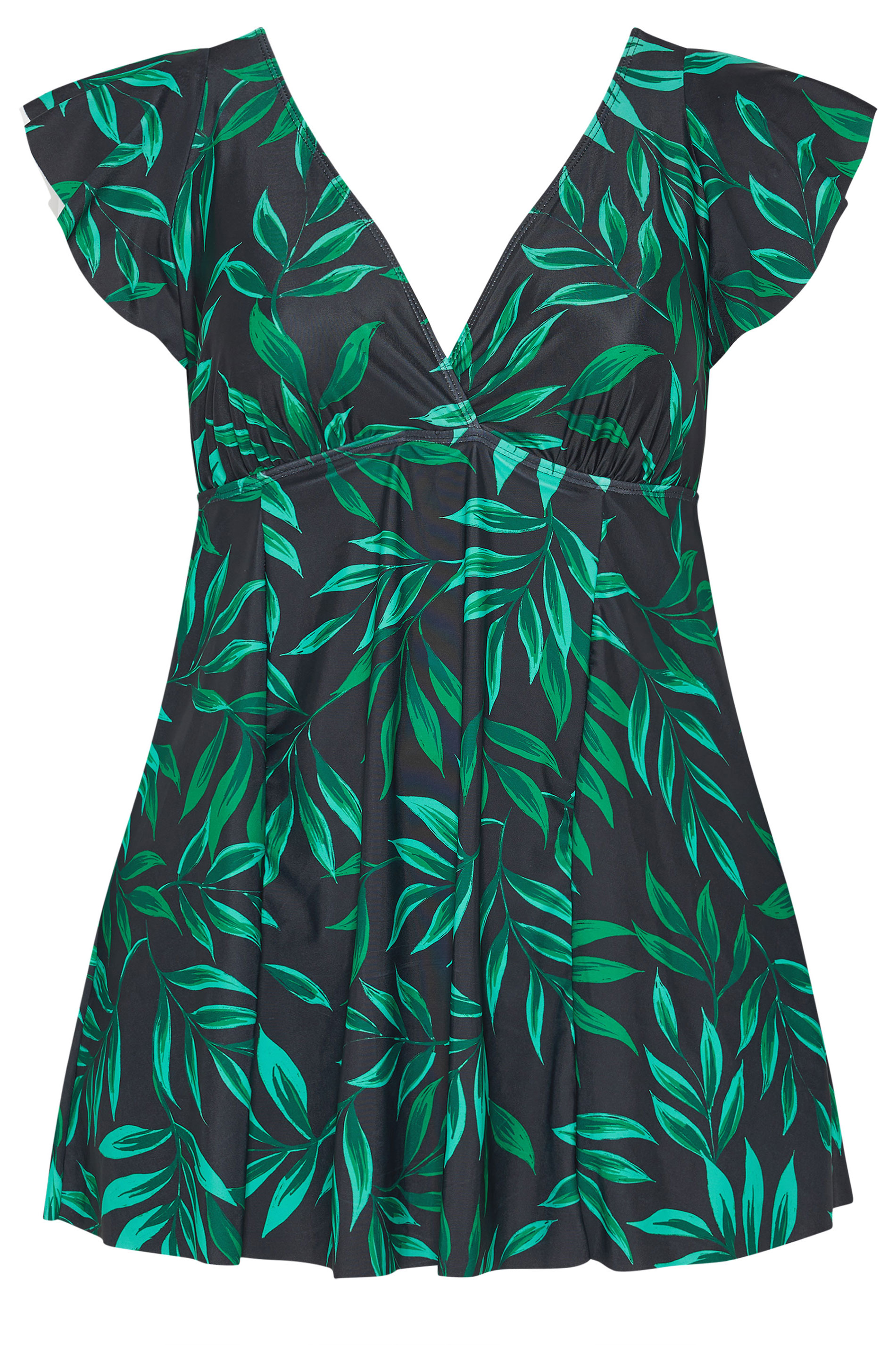 YOURS Plus Size Black Leaf Print Swimdress | Yours Clothing 7