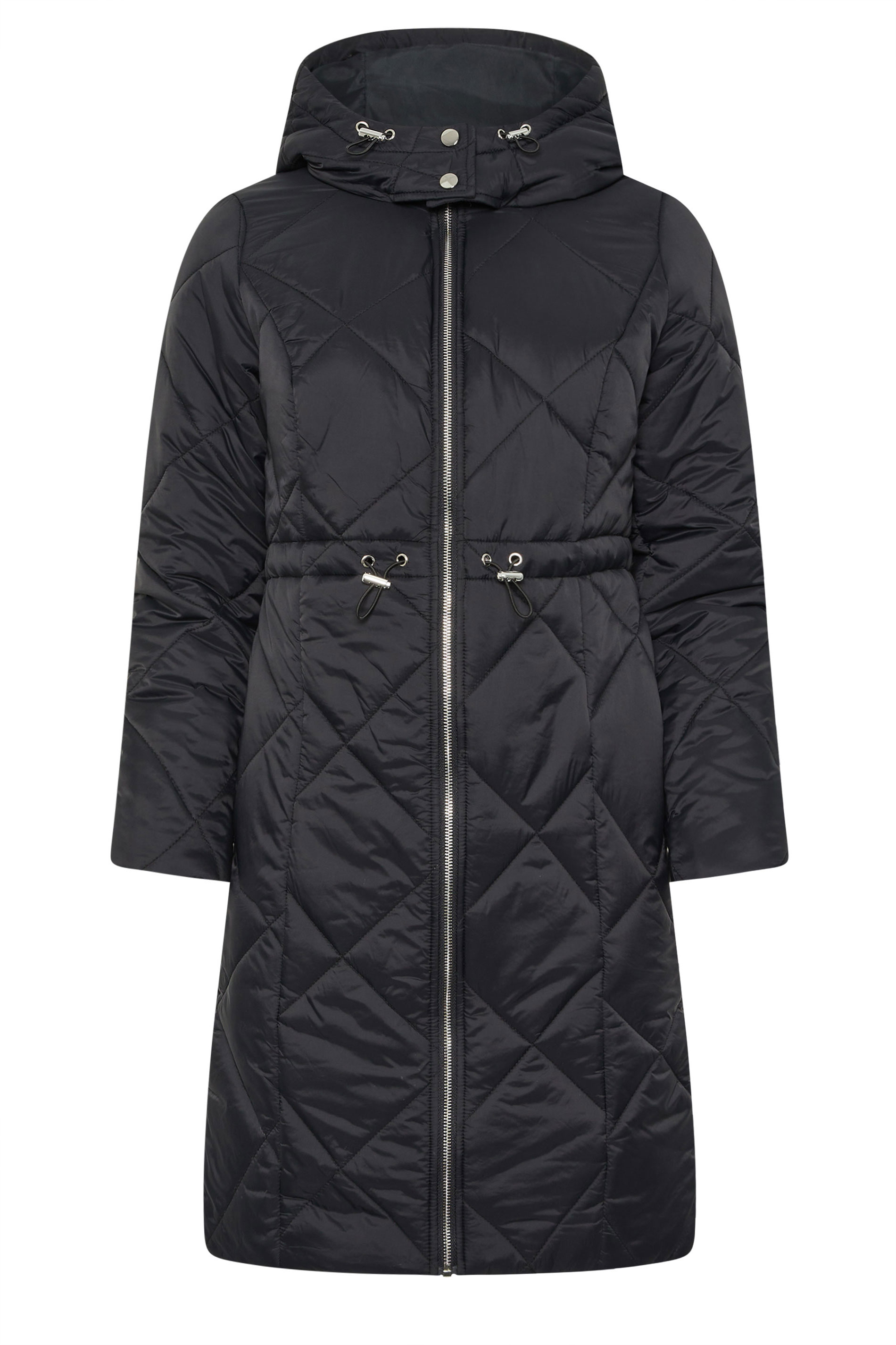M&Co Petite Black Diamond Quilted Midi Coat | M&Co 5