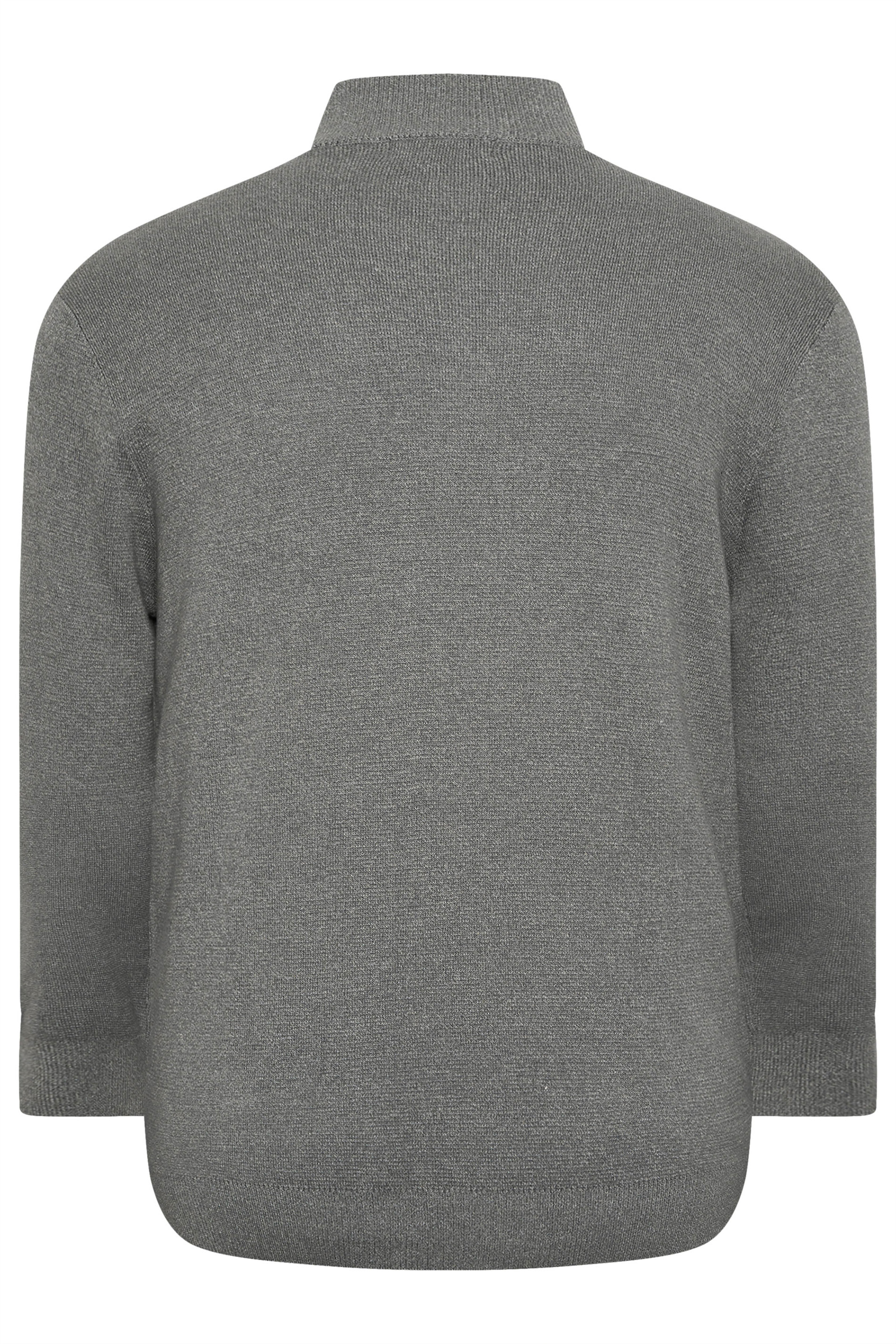 BadRhino Big & Tall Grey Milano Quarter Zip Knitted Jumper | BadRhino 4