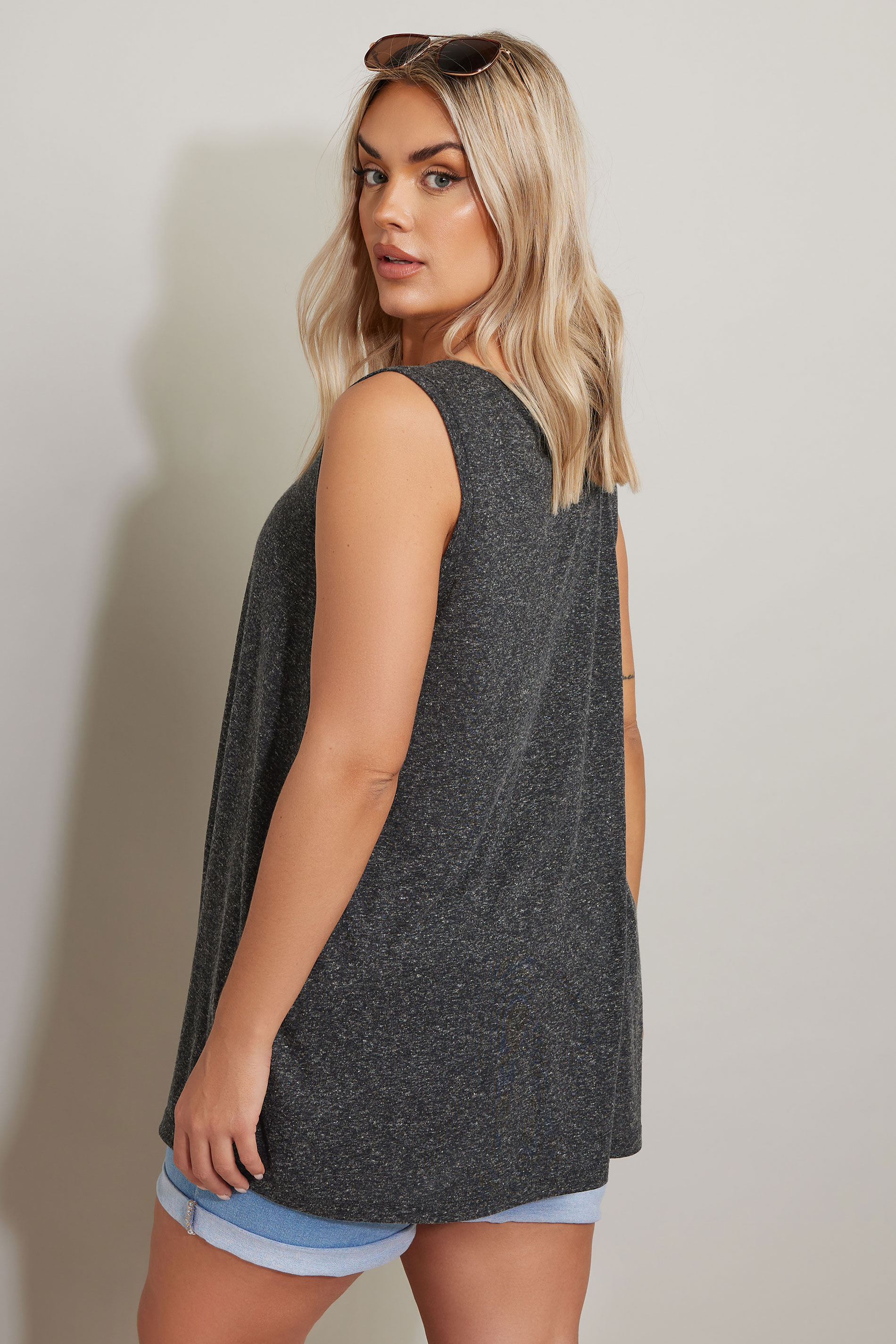 YOURS Plus Size Black Linen Vest Top | Yours Clothing 4