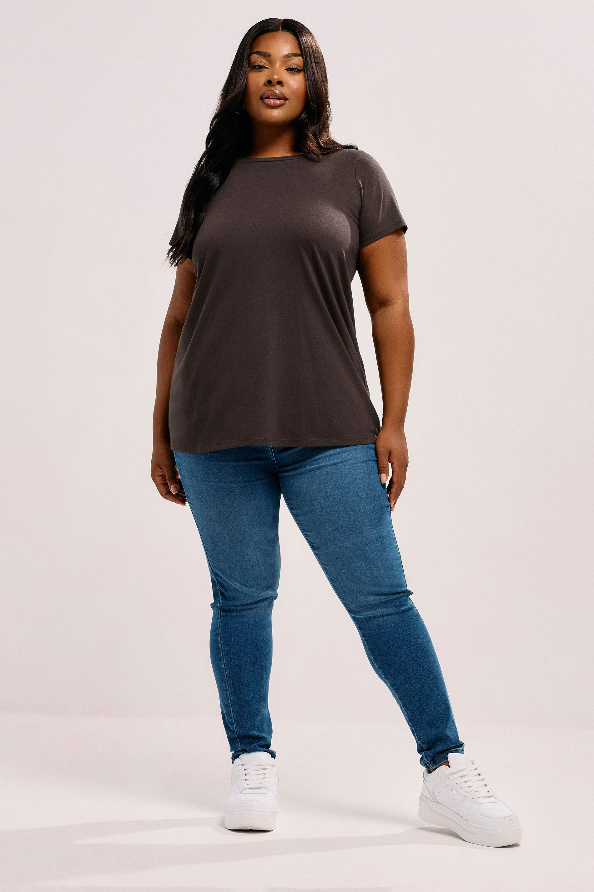 YOURS Plus Size 3 PACK Chocolate Brown Core T-Shirt Essentials Set | Yours Clothing 2