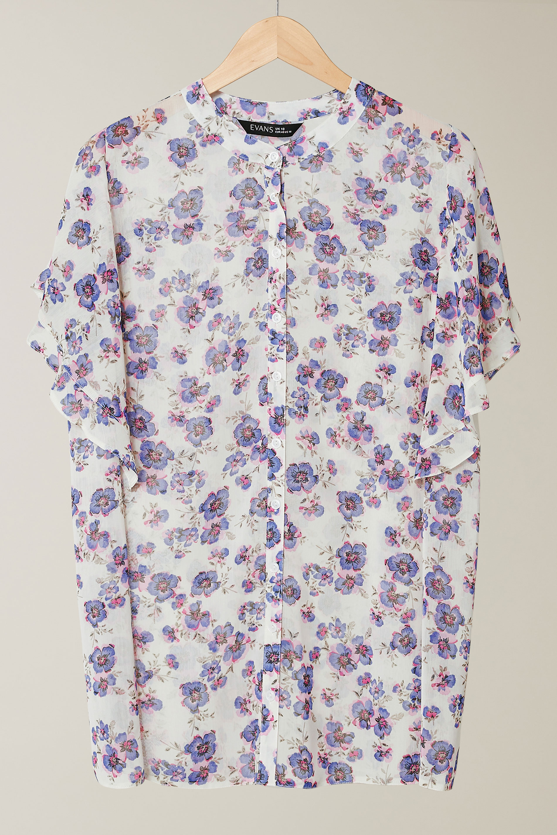 EVANS Plus Size Purple & White Floral Print Blouse | Evans  5