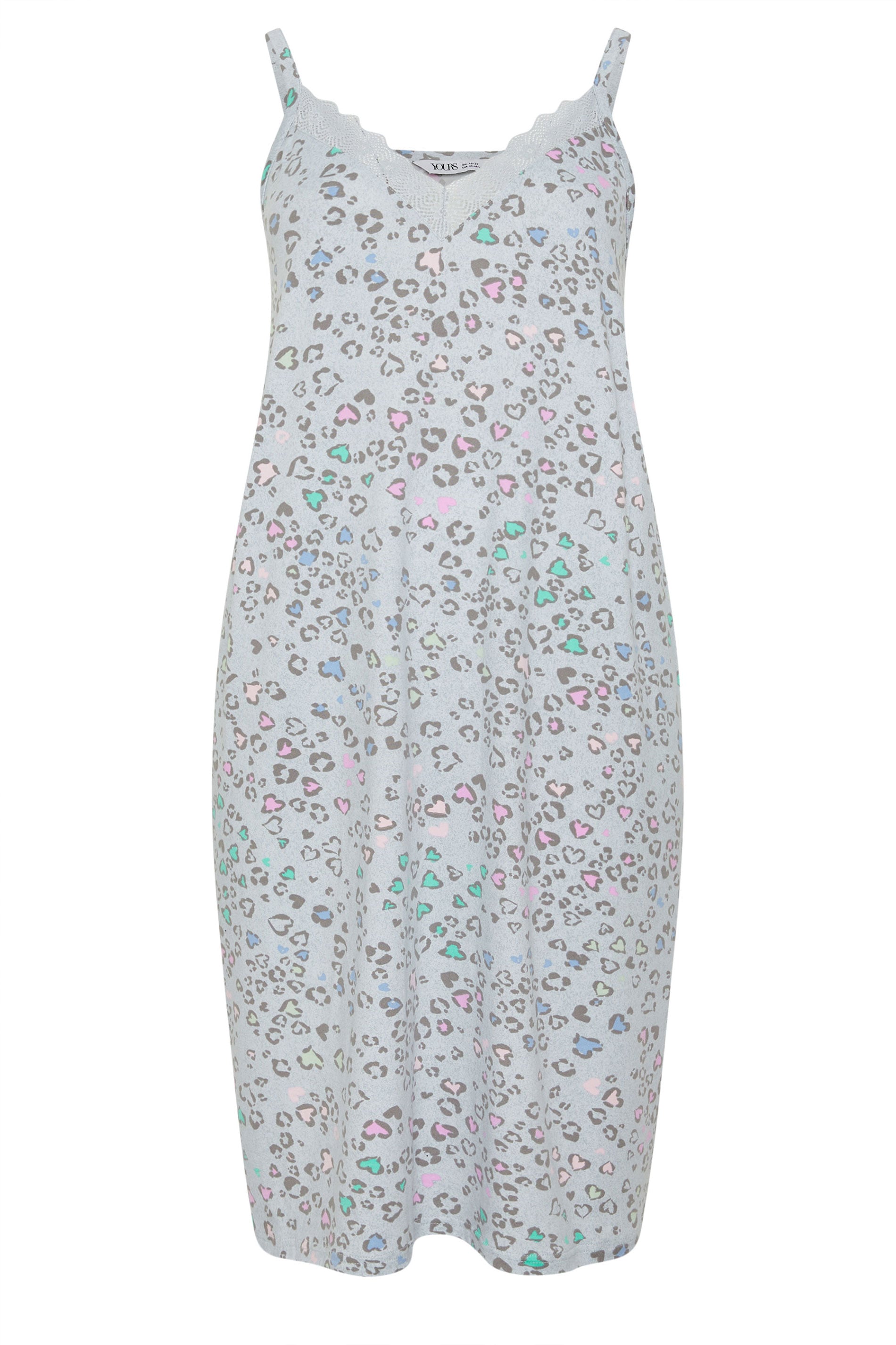 YOURS Plus Size Grey Leopard Print Soft Touch Chemise Nightdress | Yours Clothing 5
