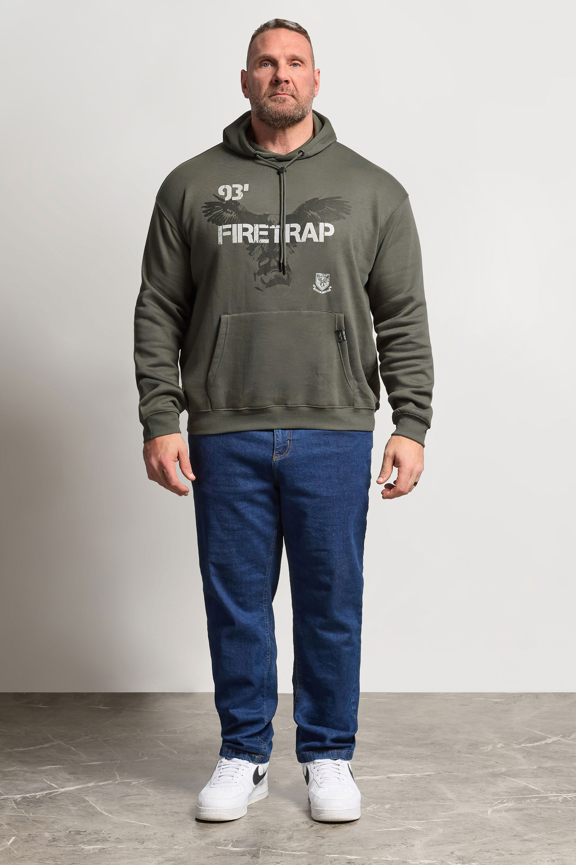 FIRETRAP Big & Tall Khaki Green Hawk Hoodie | BadRhino 1