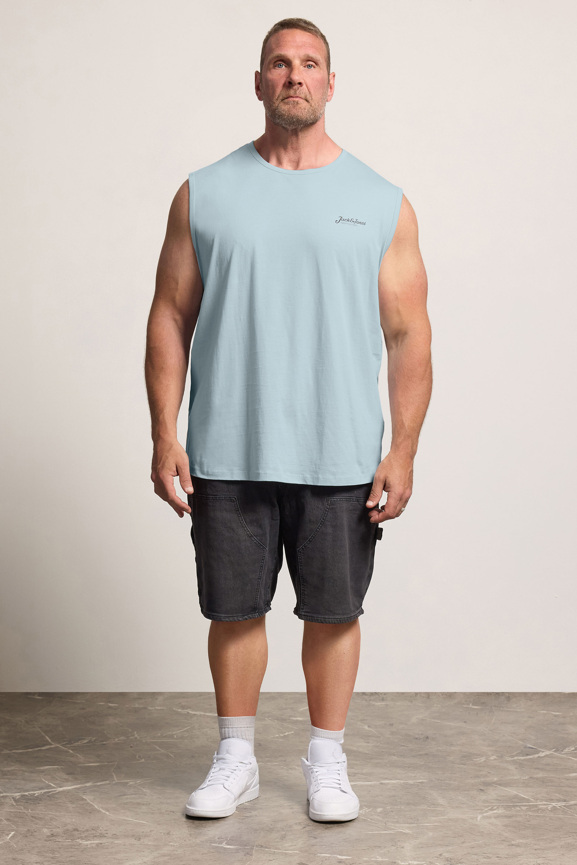 JACK & JONES 3 PACK Big & Tall White, Black, and Light Blue Tanktops | BadRhino 4