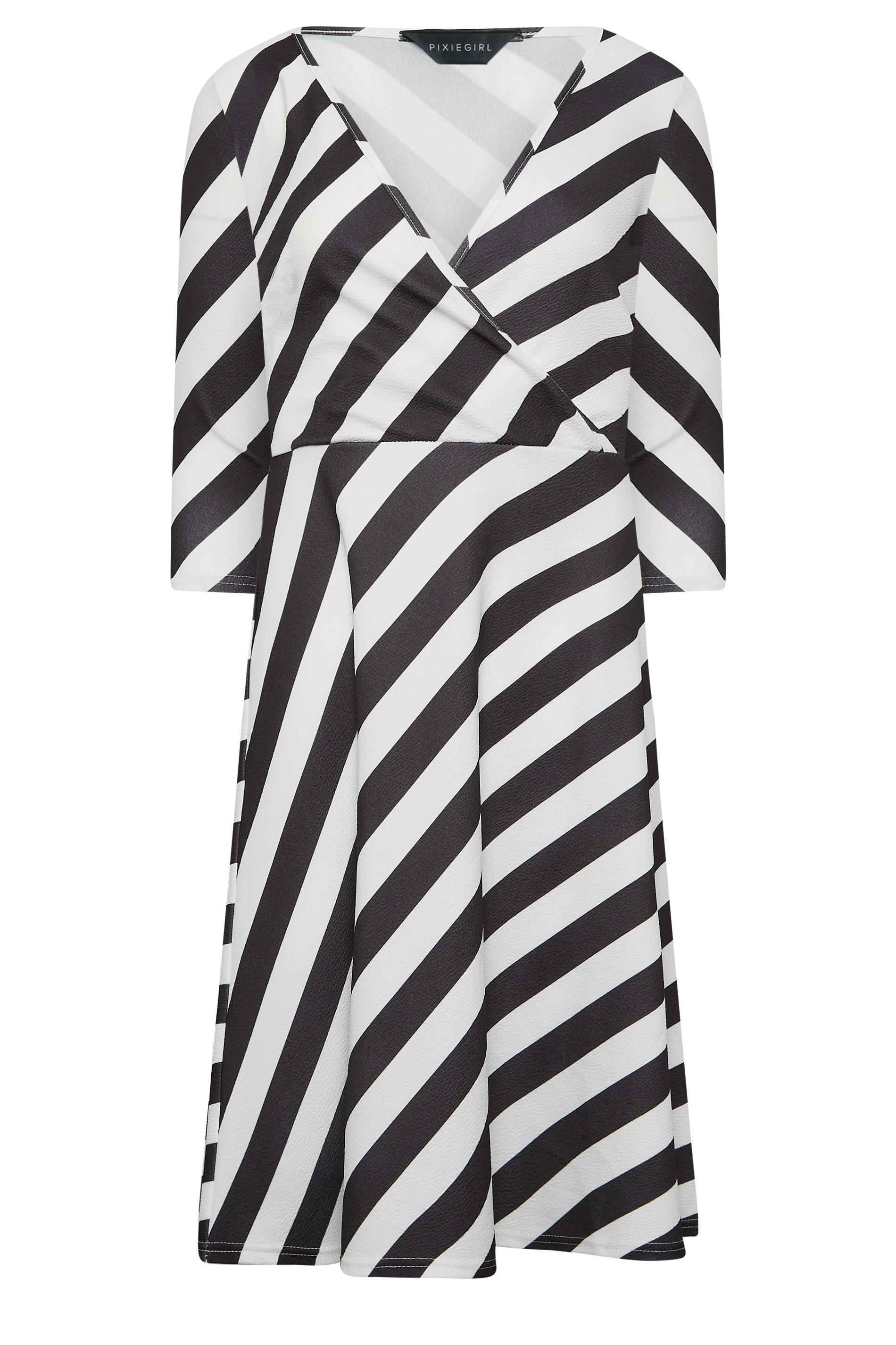 Petite Black & White Stripe Wrap Dress | PixieGirl 6