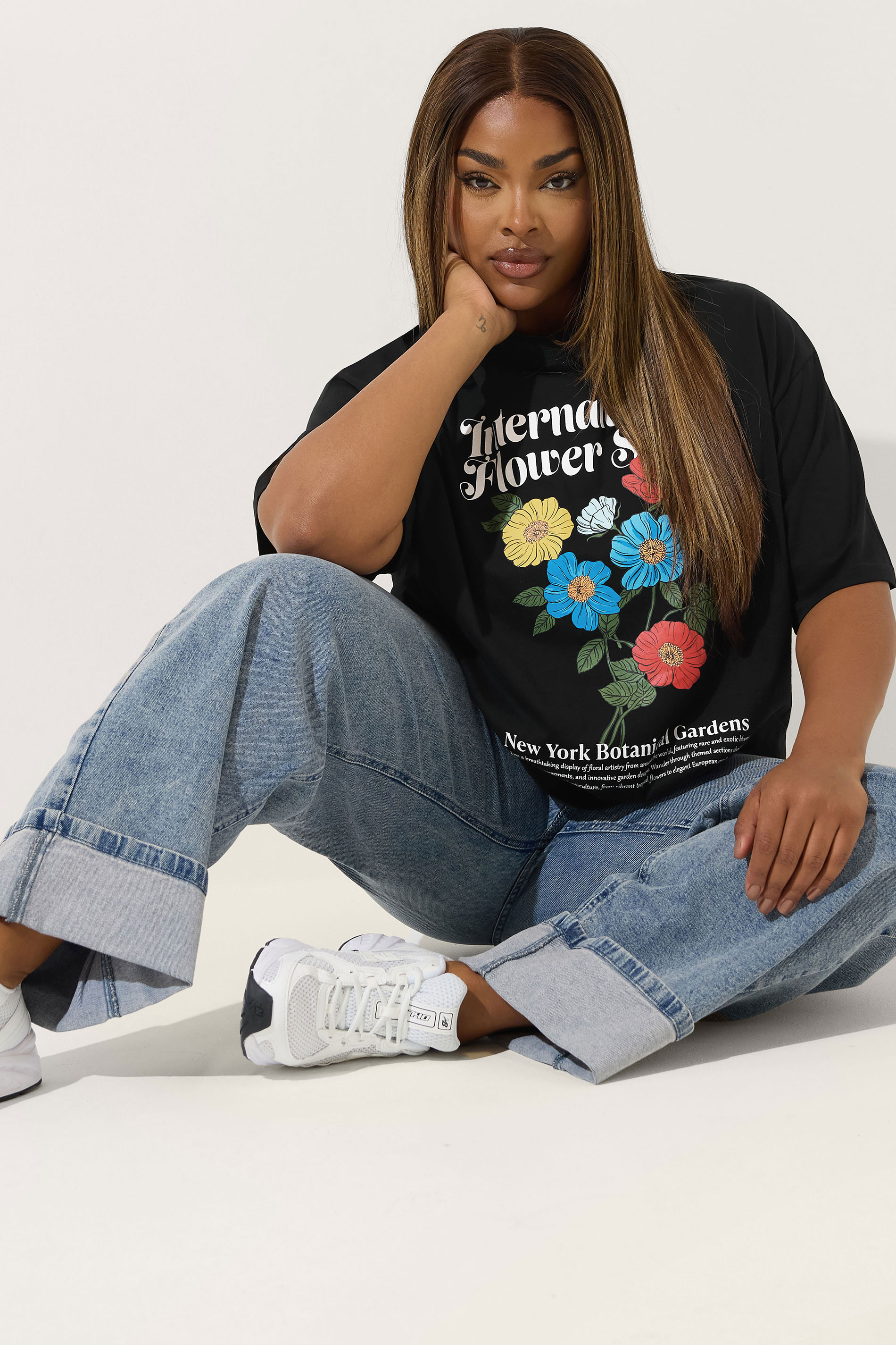 LIMITED COLLECTION Plus Size Black 'Flower Show' Graphic T-Shirt | Yours Clothing 3