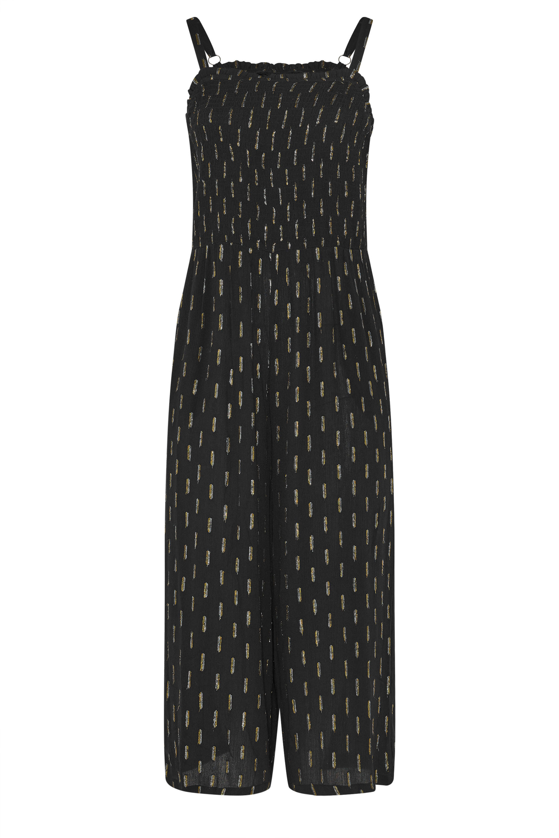 YOURS Plus Size Black Crinkle Metallic Wide Leg Jumpsuit | Yours Clothing 6