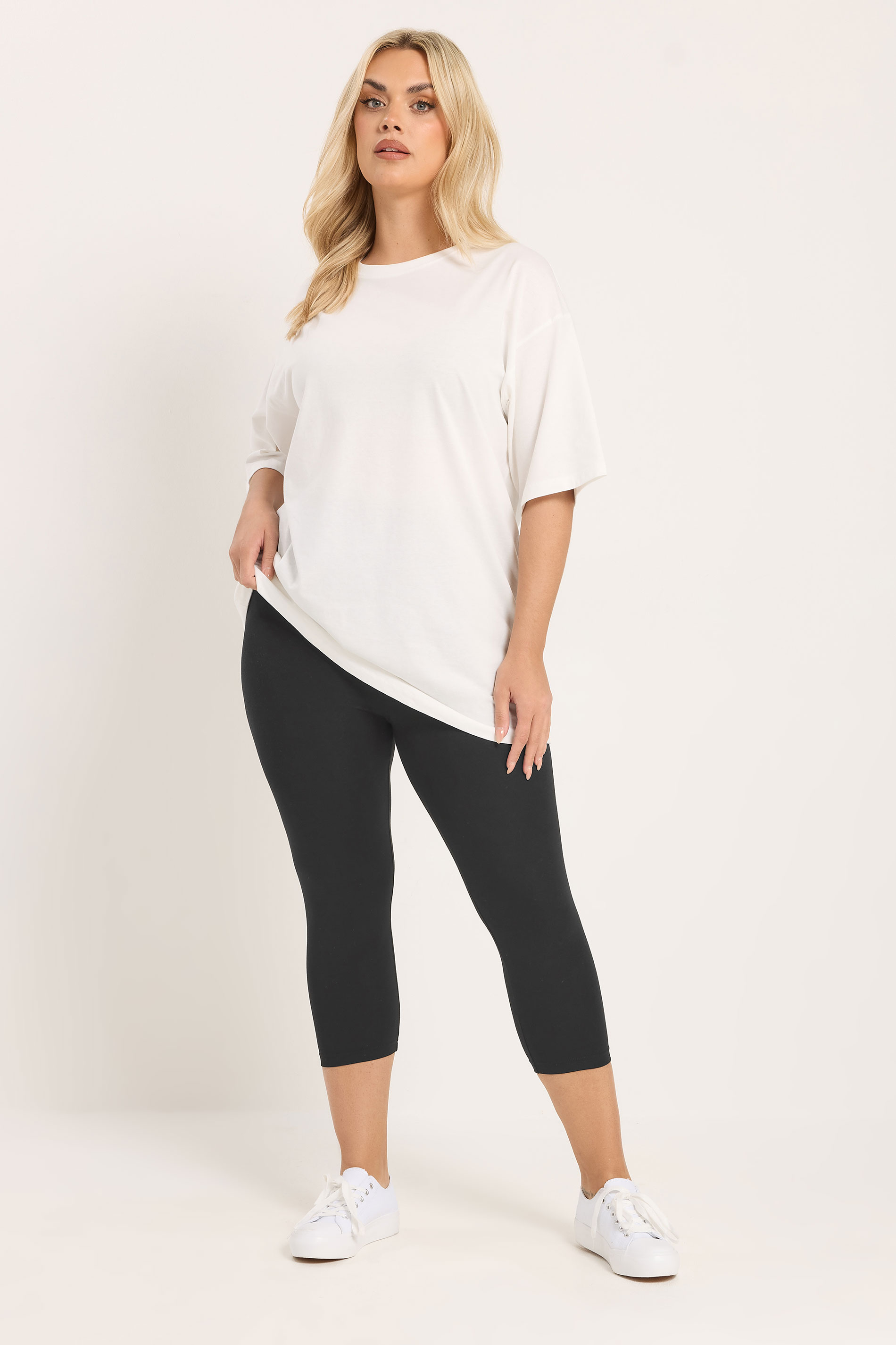 YOURSET 2 PACK Plus Size Black Polka Dot Crop Leggings | Yours Clothing 5