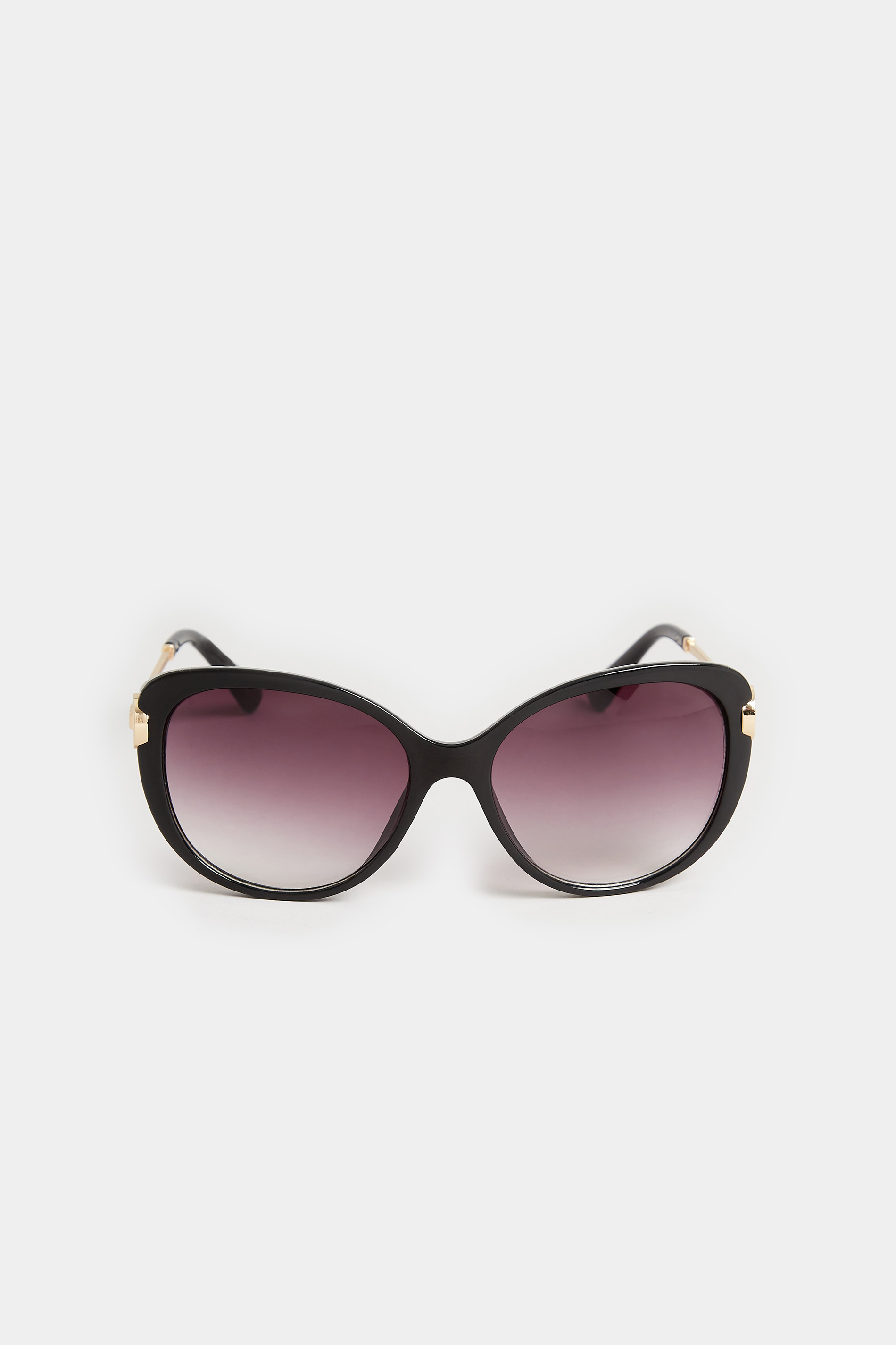 Black Soft Cat Eye Circle Arm Sunglasses | Yours Clothing 2