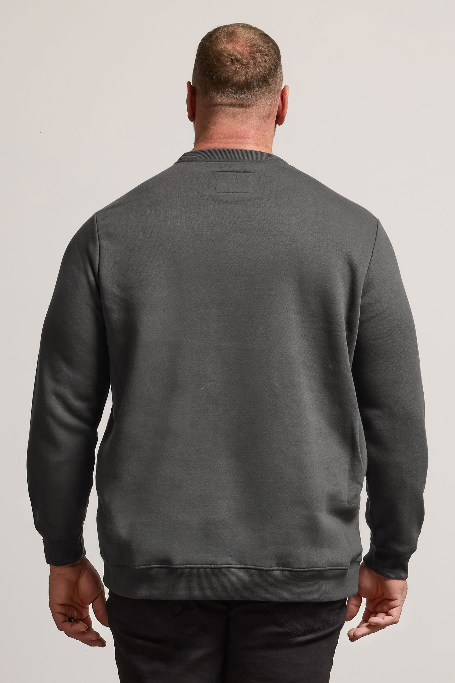 BadRhino Big & Tall Grey Premium Crew Neck Sweatshirt | BadRhino 2