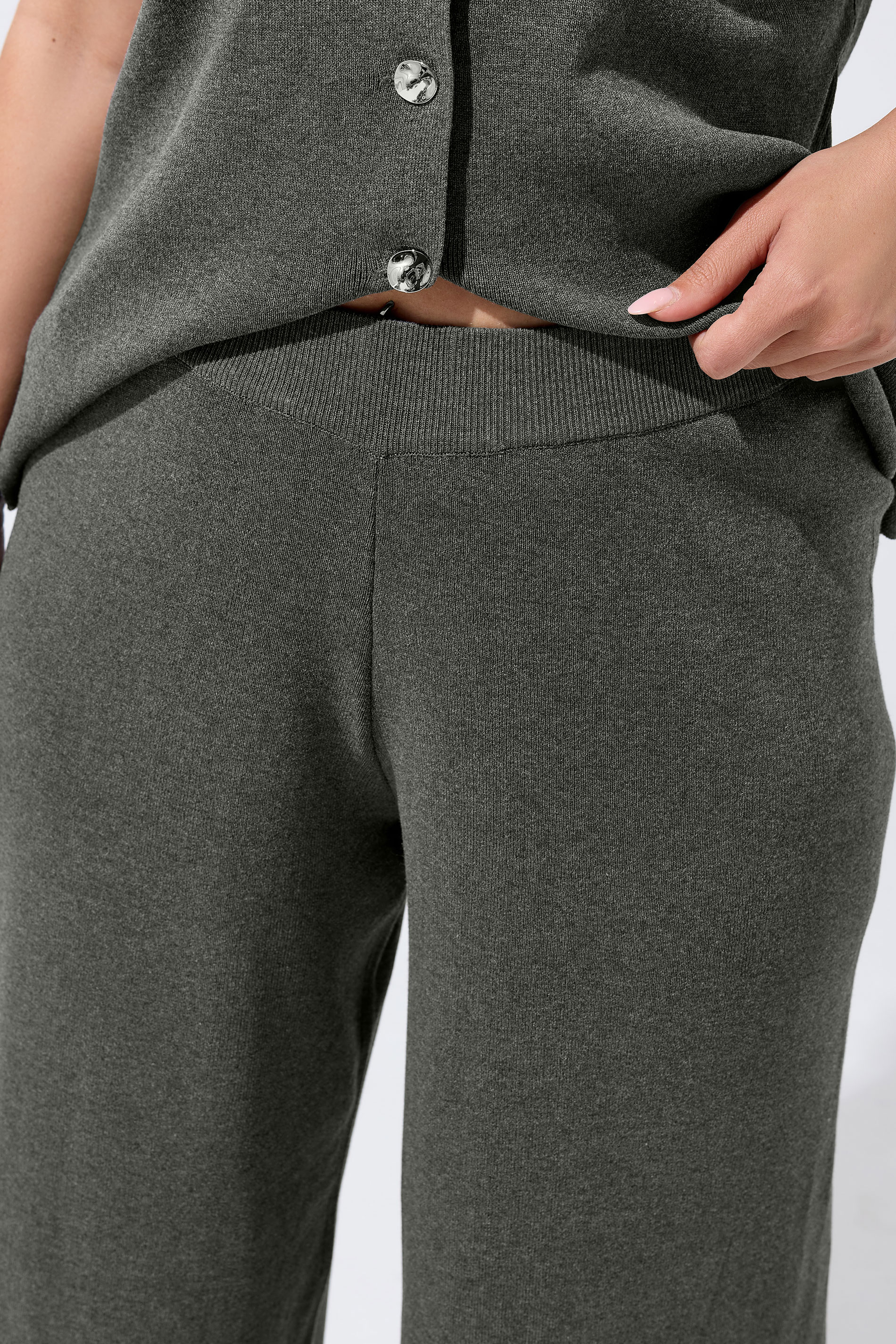 LIMITED COLLECTION Plus Size Grey Knitted Trousers | Yours Clothing 5