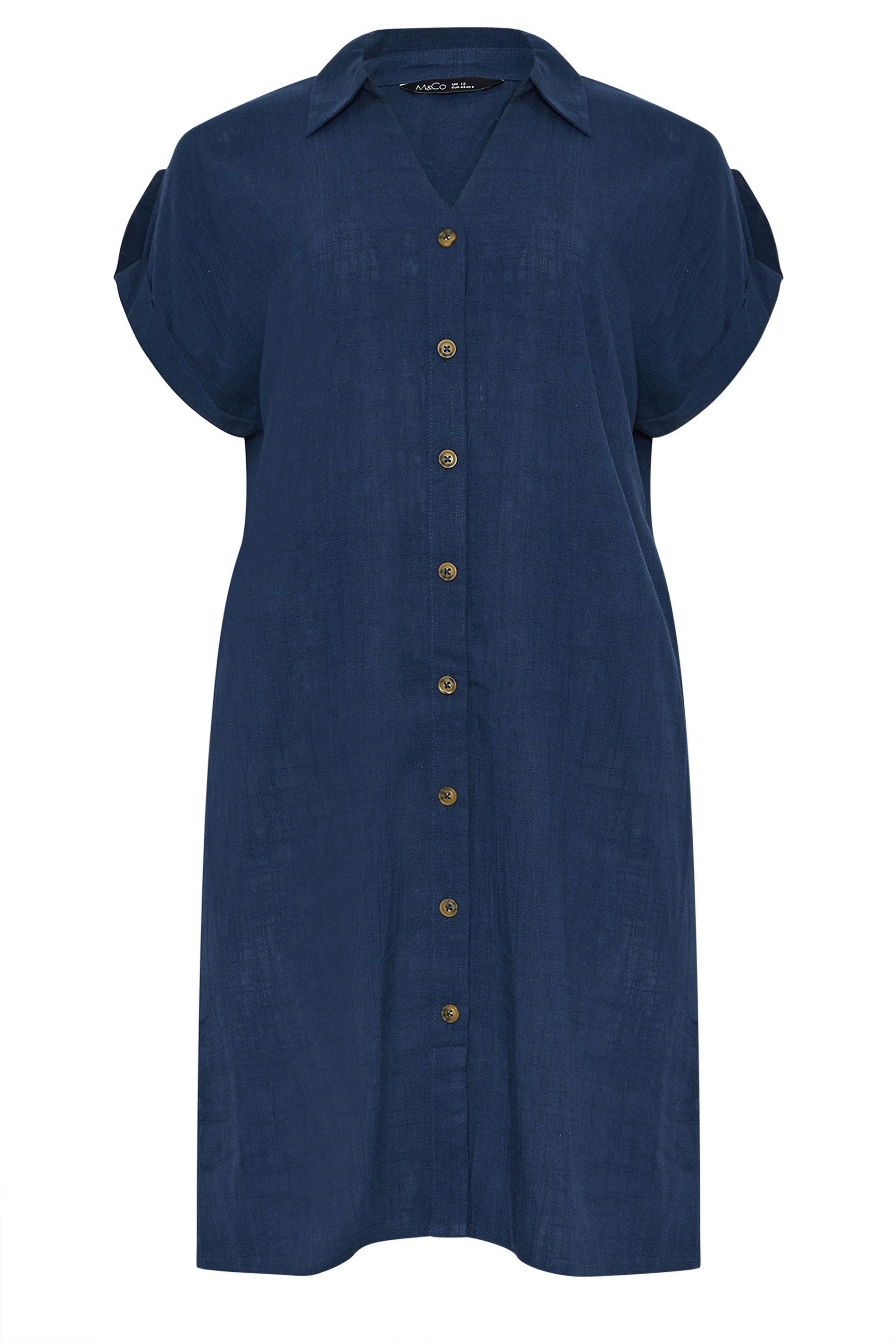 M&Co Navy Blue Relaxed Linen Shirt Dress | M&Co 5