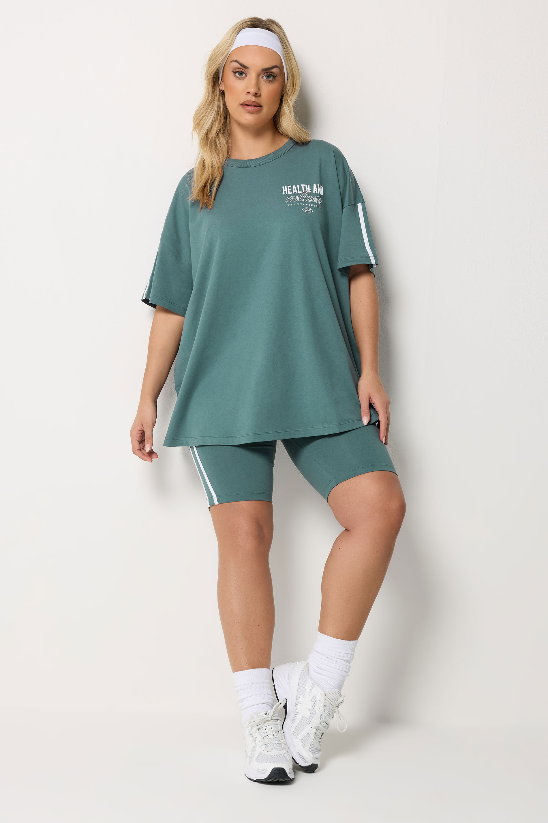 YOURS ACTIVE Plus Size  Blue 'Health & Wellness' T-Shirt | Yours Clothing 4