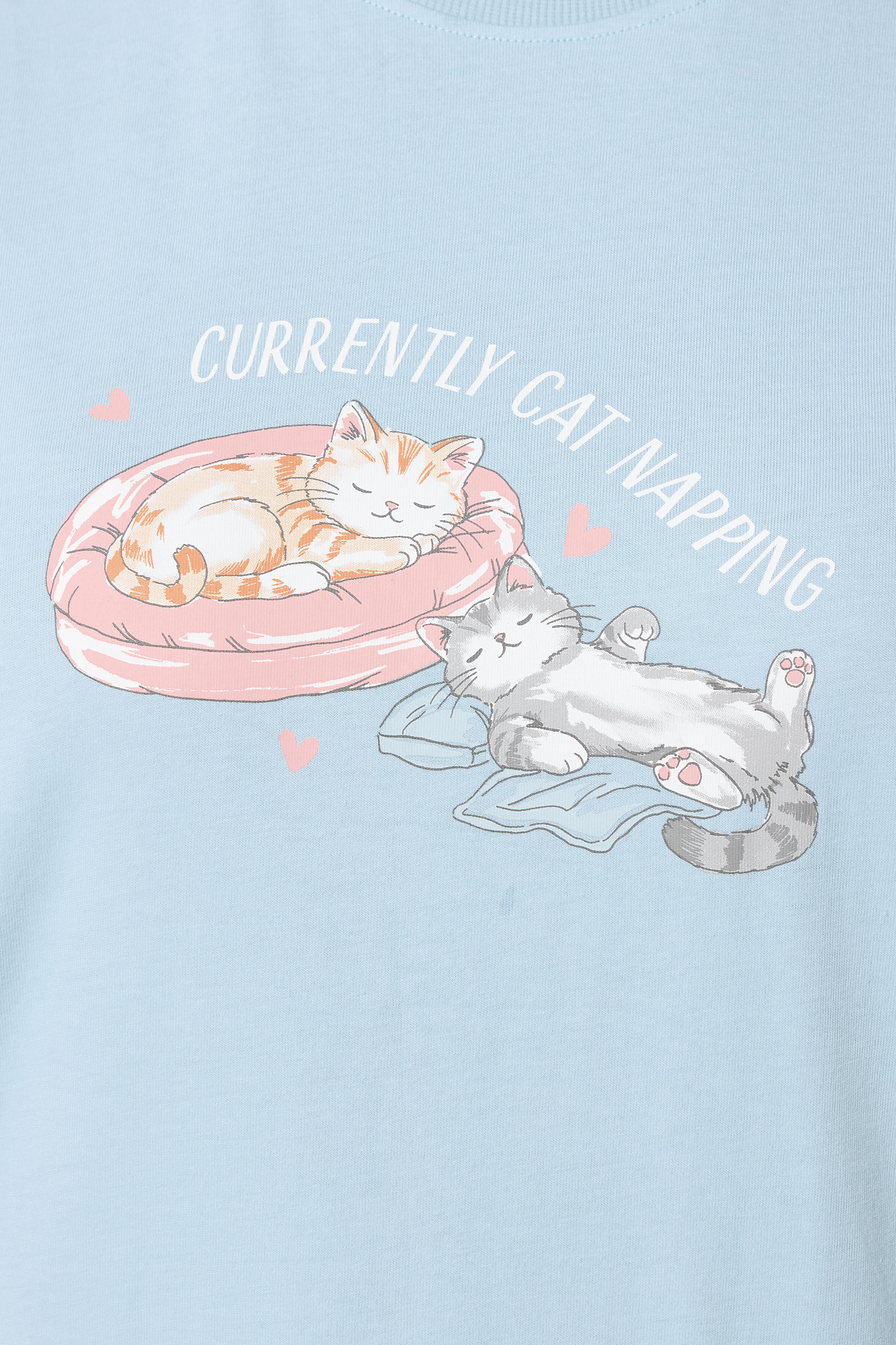 YOURS Plus Size Blue 'Currently Cat Napping' Slogan Wide Leg Pyjama Set | Yours Clothing 4