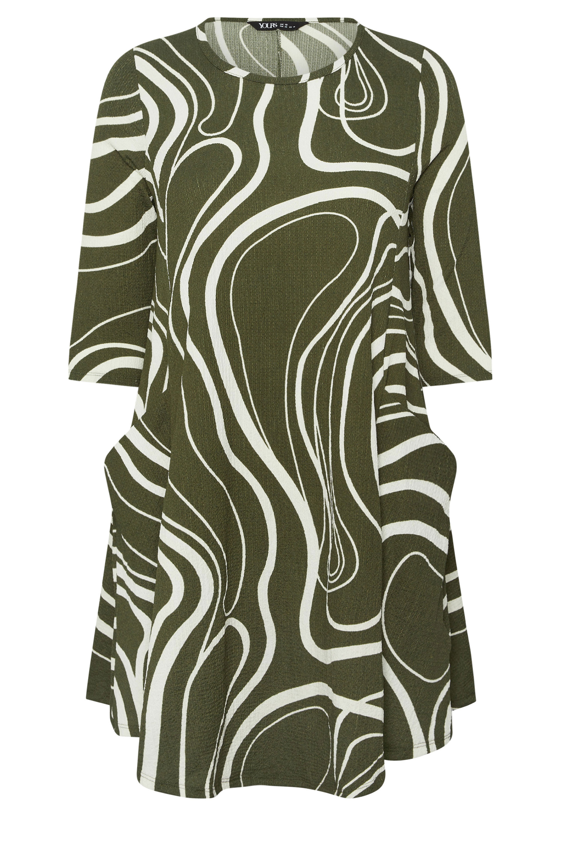YOURS Plus Size Green Abstract Swirl Tunic Dress | Yours Clothing 5