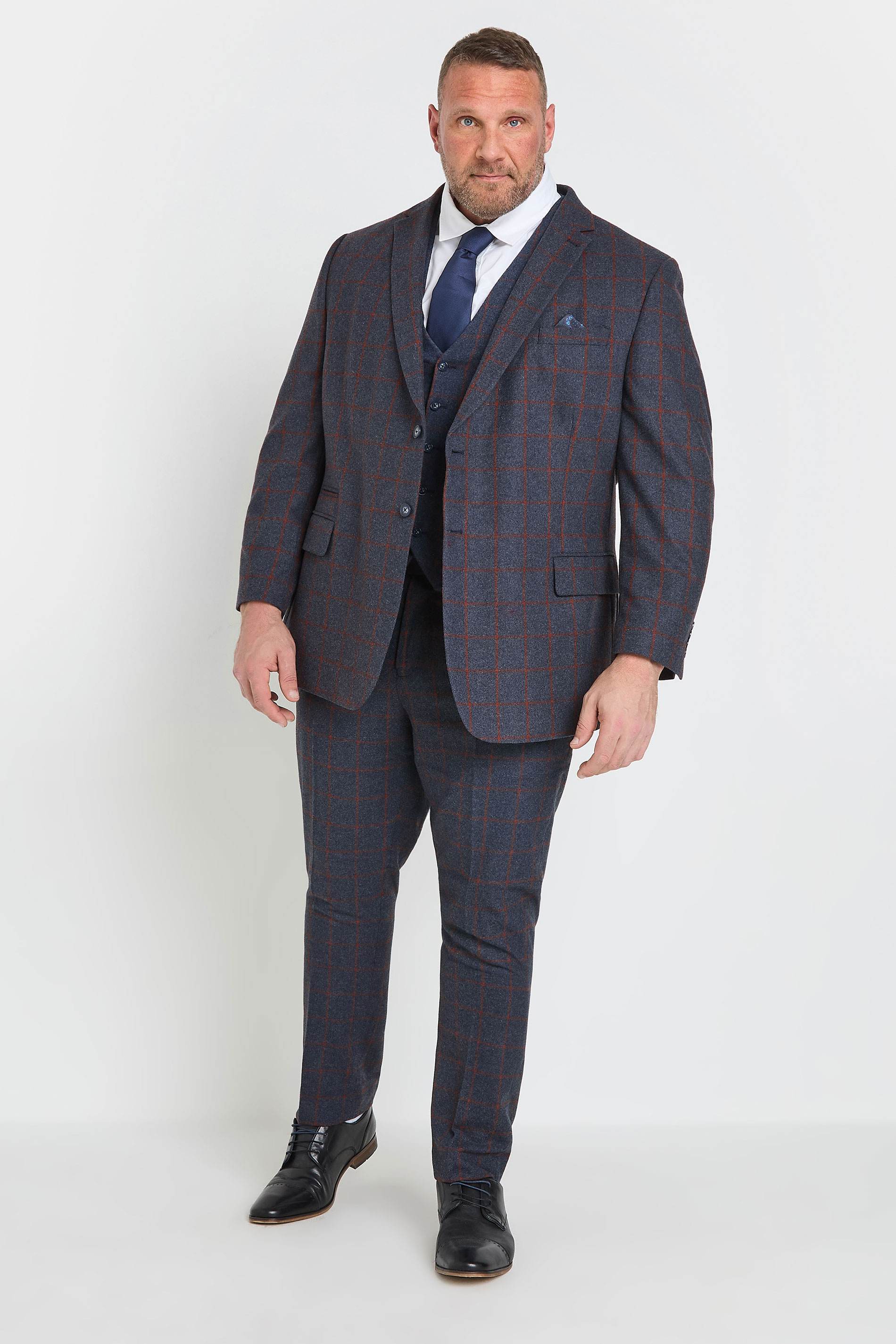 BadRhino Tailoring Big & Tall Blue & Red Checked Suit Jacket | BadRhino 6