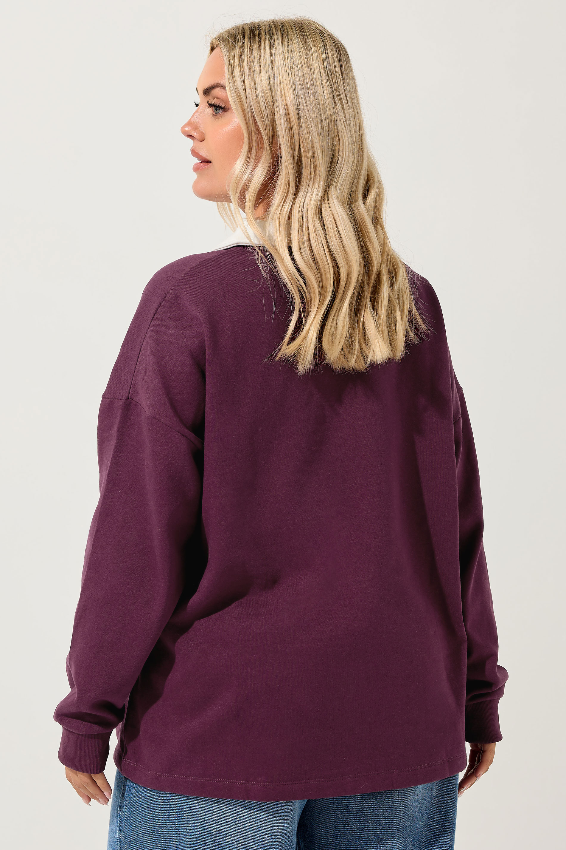 YOURS Plus Size Burgundy Red 'Stockholm' Rugby Top | Yours Clothing 4