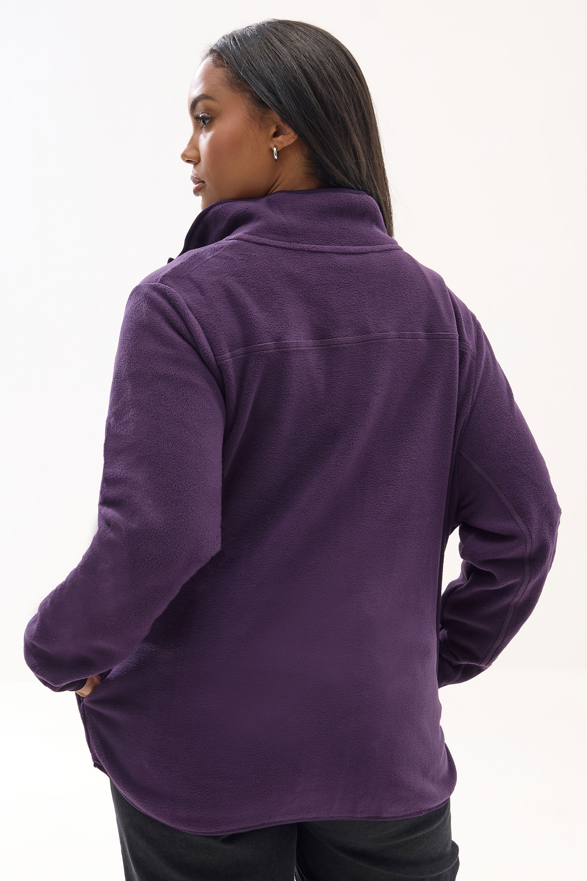 YOURS Curve Purple Fleece Jacket | Yours Clothing 2