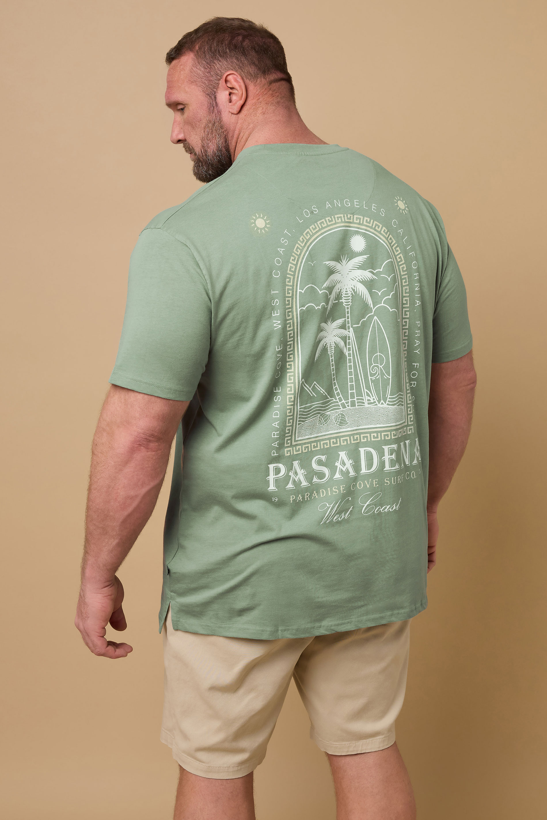 KAM Big & Tall Sage Green 'Pasadena' Reverse T-Shirt | BadRhino 1