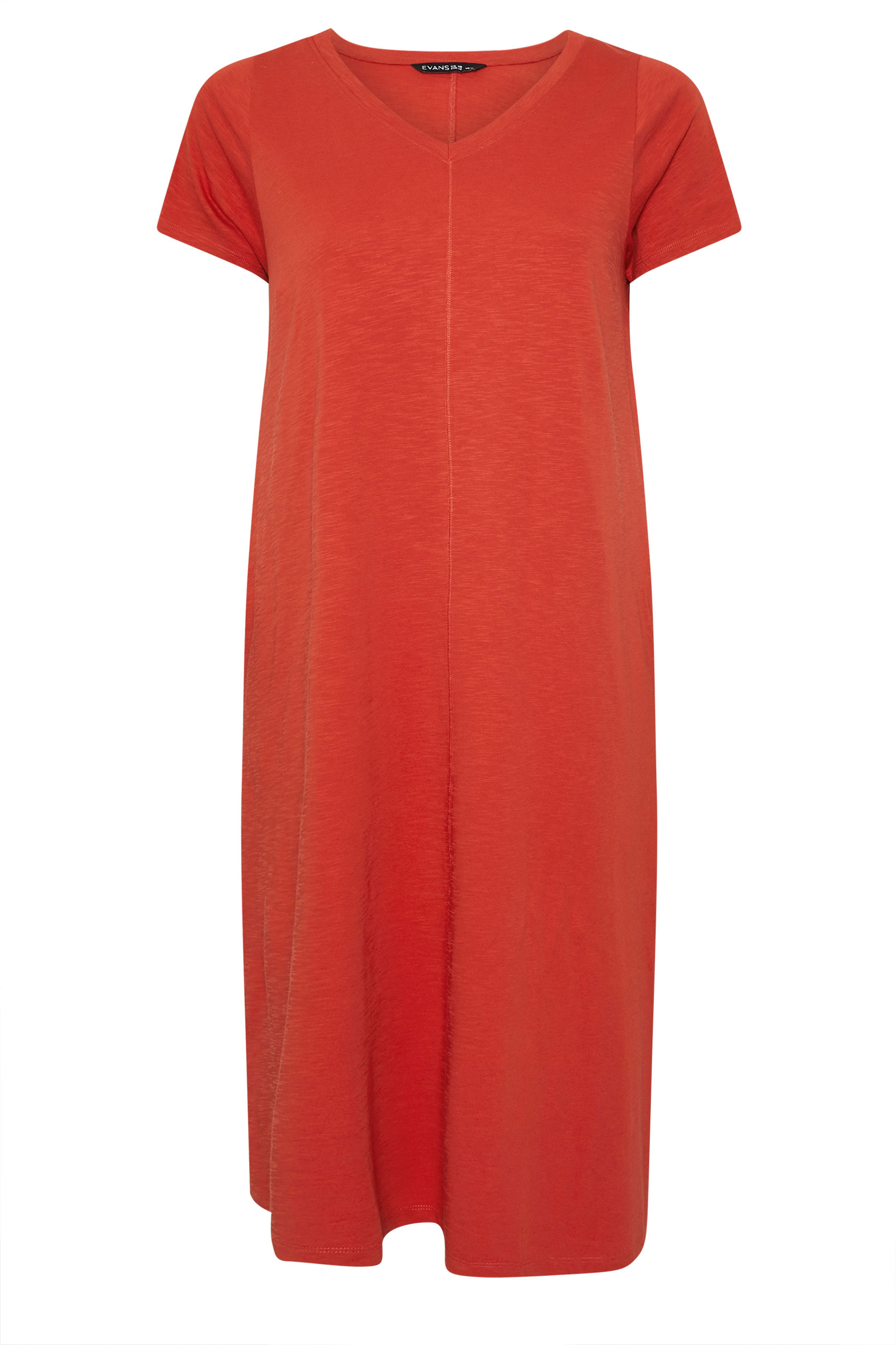 EVANS Plus Size Burnt Orange Premium Cotton Dress | Evans 5